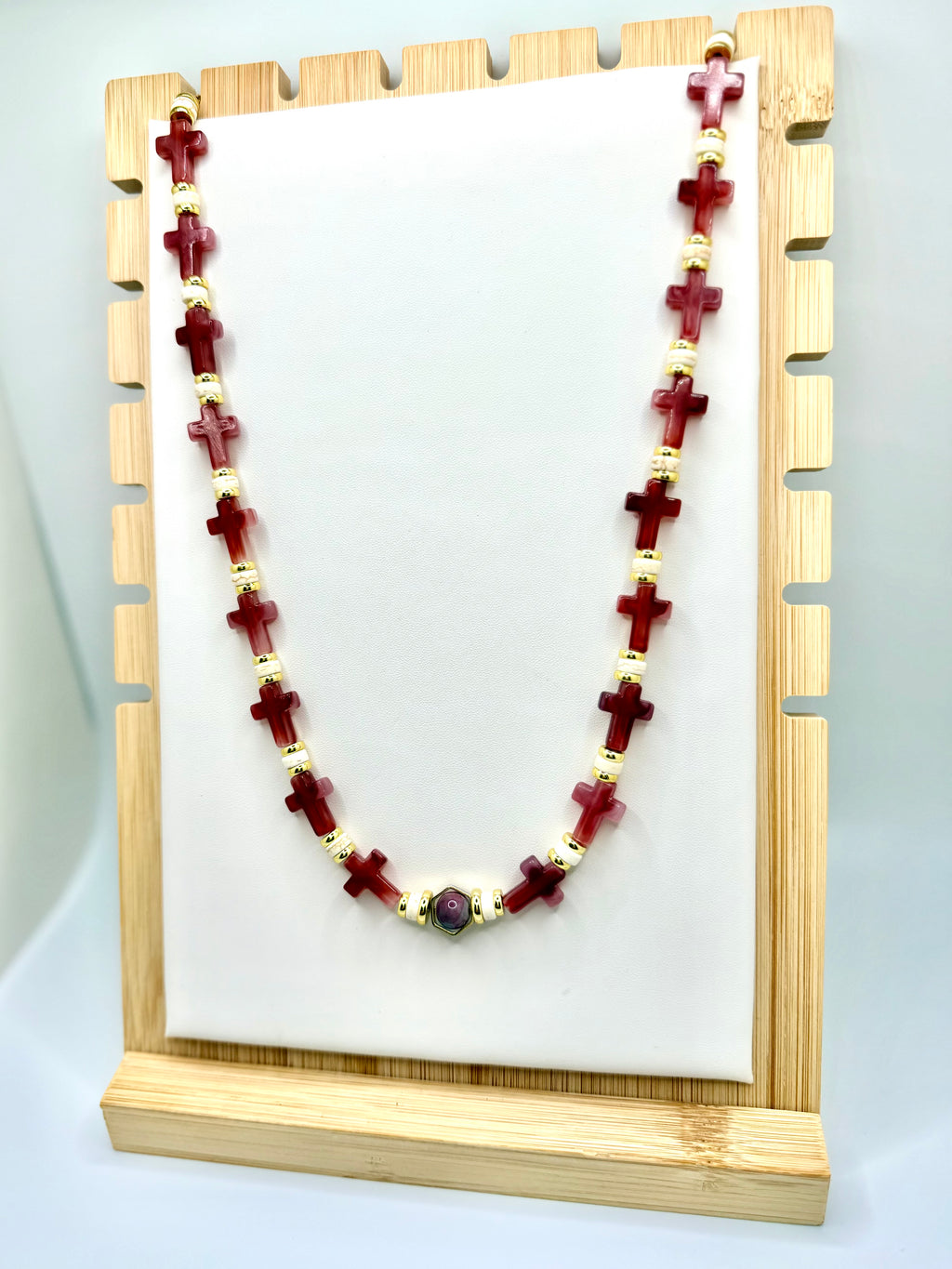 Bordeaux Cross Necklace | A. Halliday & Co.