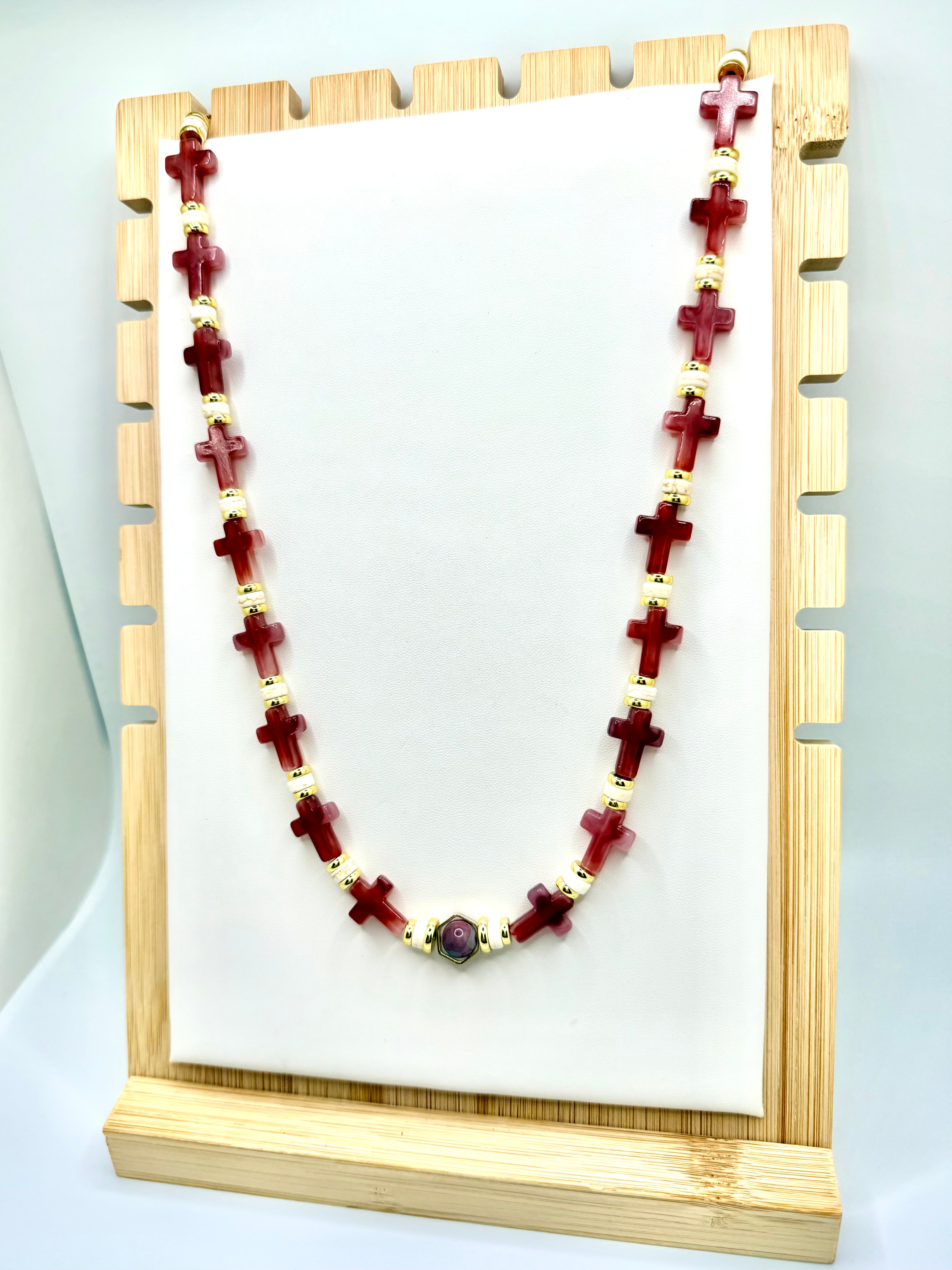 Bordeaux Cross Necklace | A. Halliday & Co.