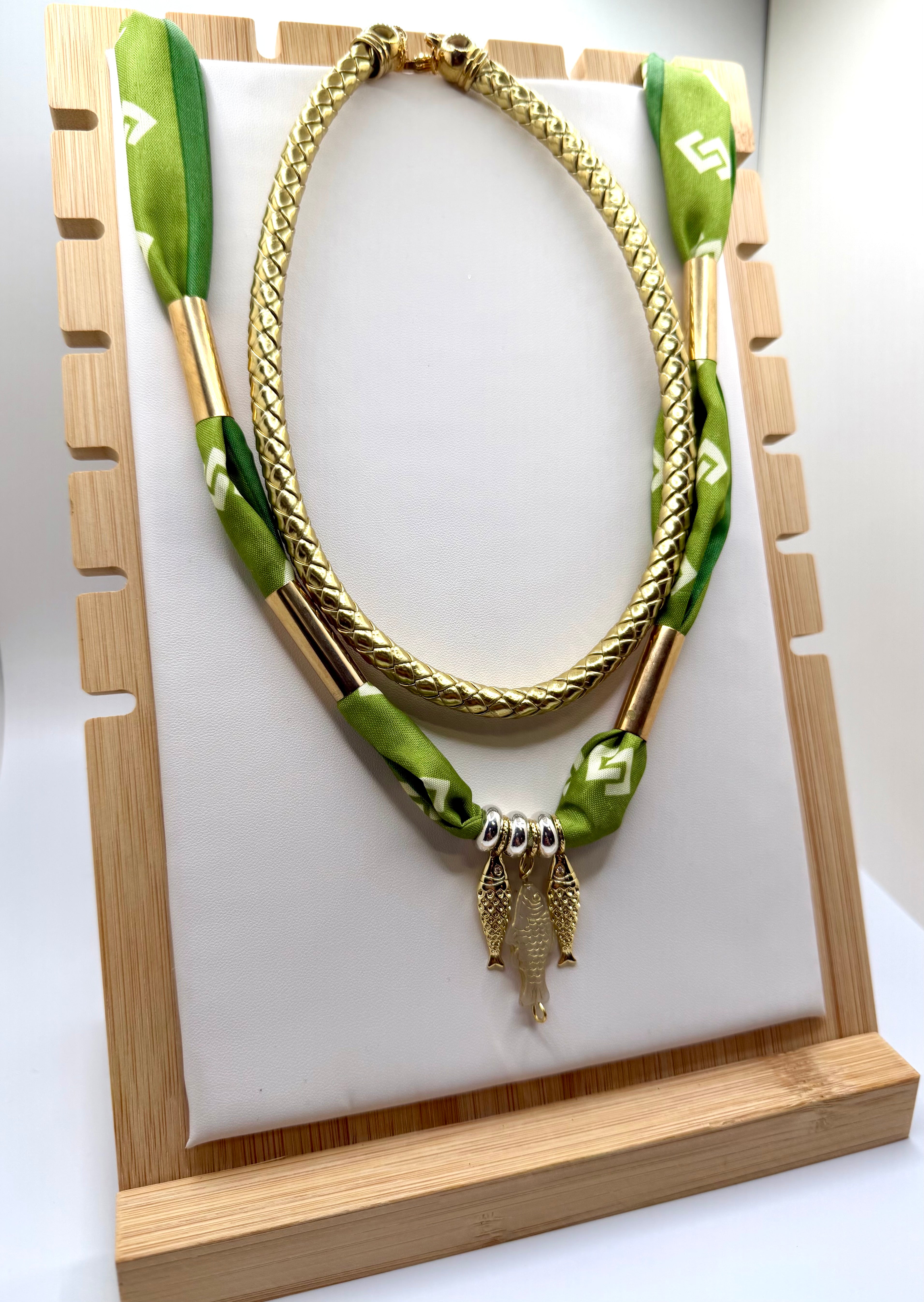 Green Fish Wrap Necklace