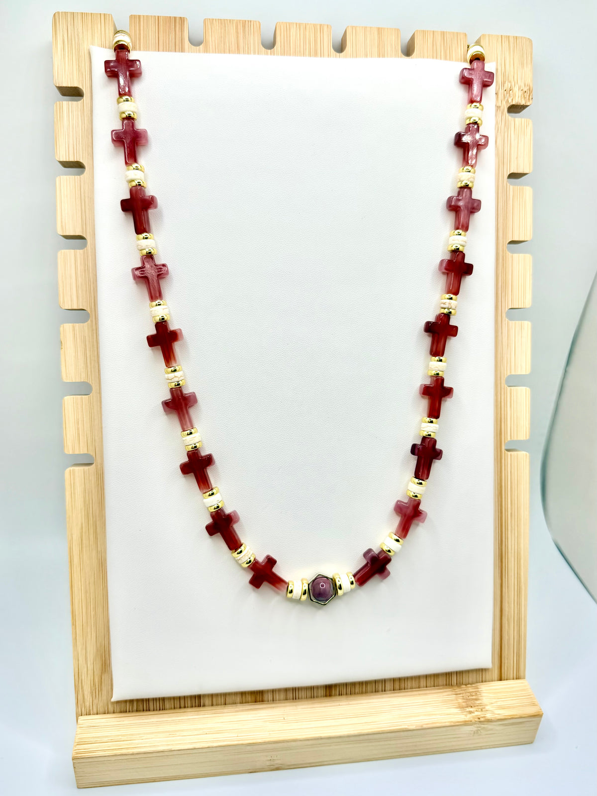 Bordeaux Cross Necklace | A. Halliday & Co.