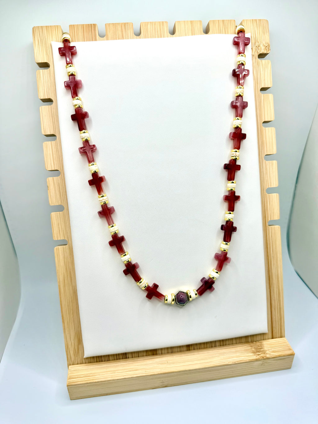 Bordeaux Cross Necklace | A. Halliday & Co.