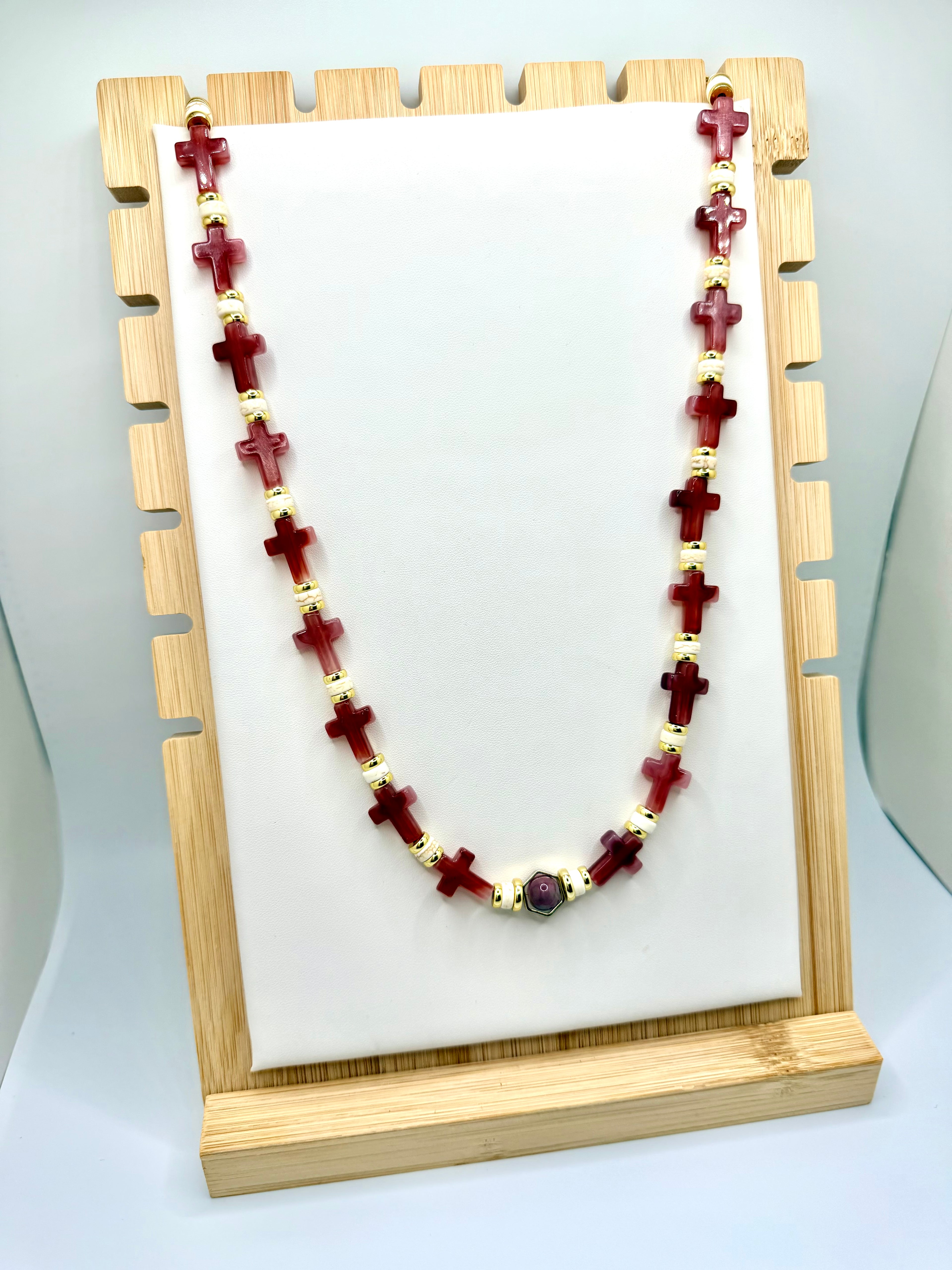 Bordeaux Cross Necklace | A. Halliday & Co.
