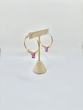 Gold Hoop Earrings with Pink Fish Charm | Fun Coastal Statement Hoops