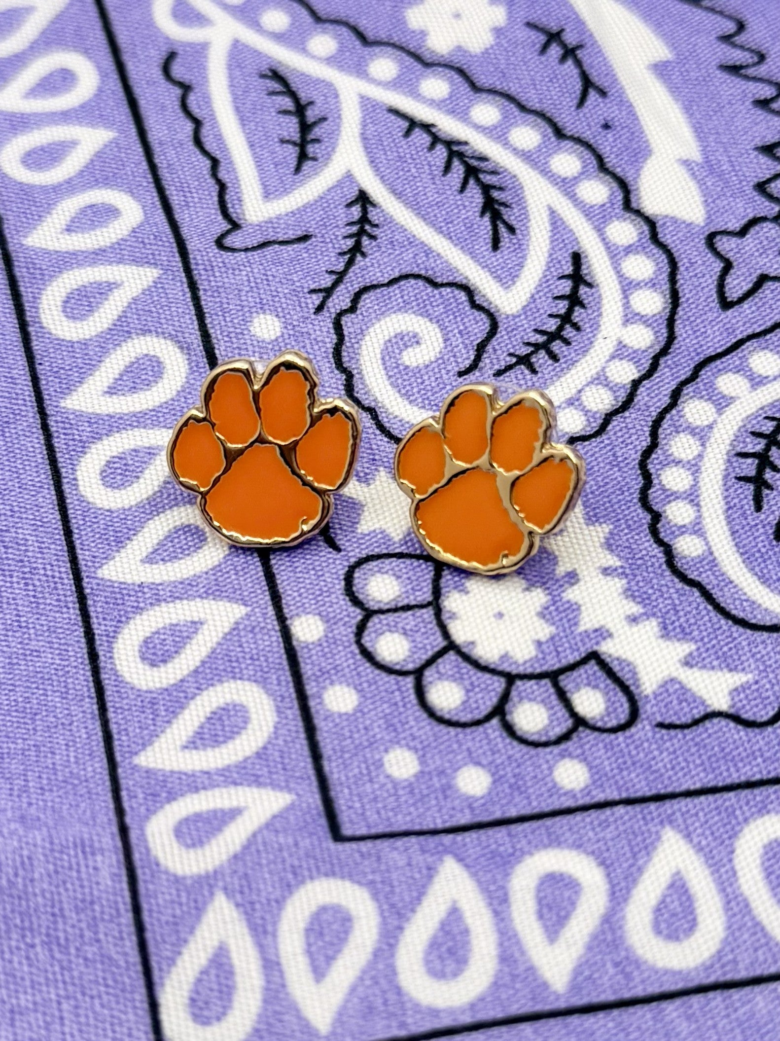 Orange Tiger Paw Stud Earrings | Clemson Game Day