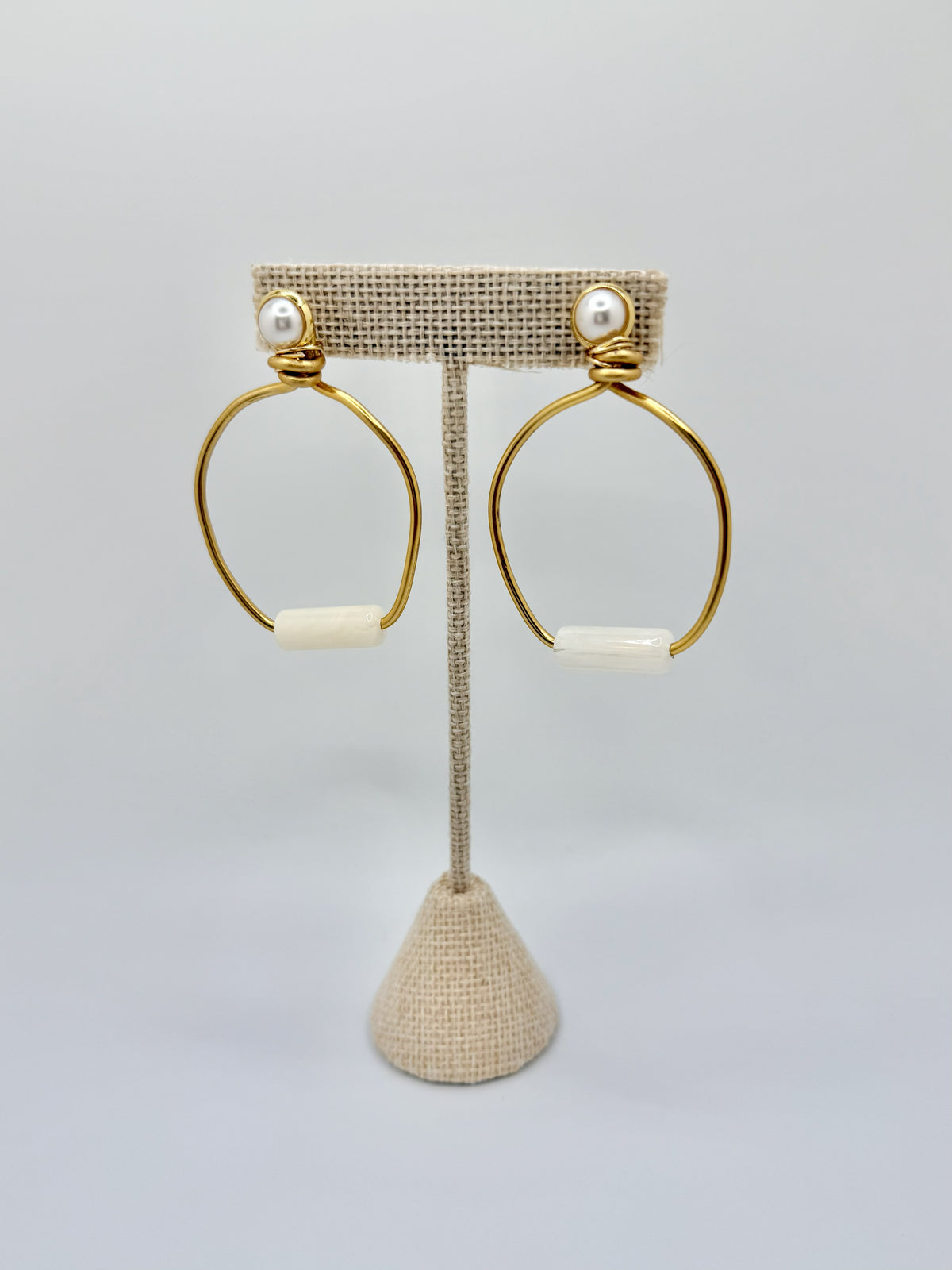Estate Pearl Hoops