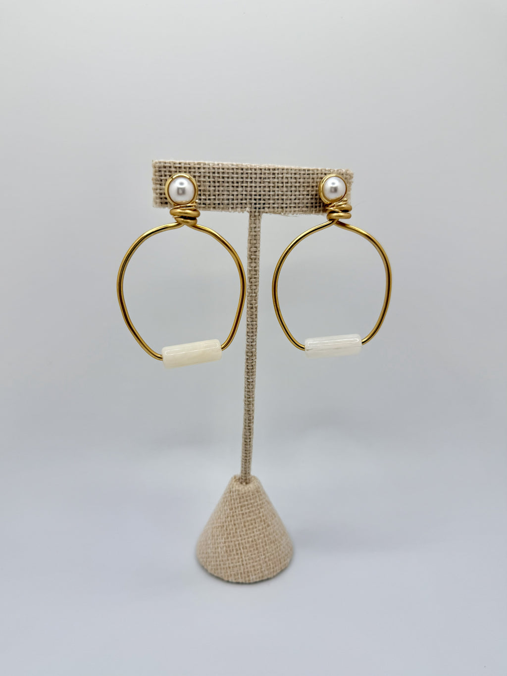 Estate Pearl Hoops