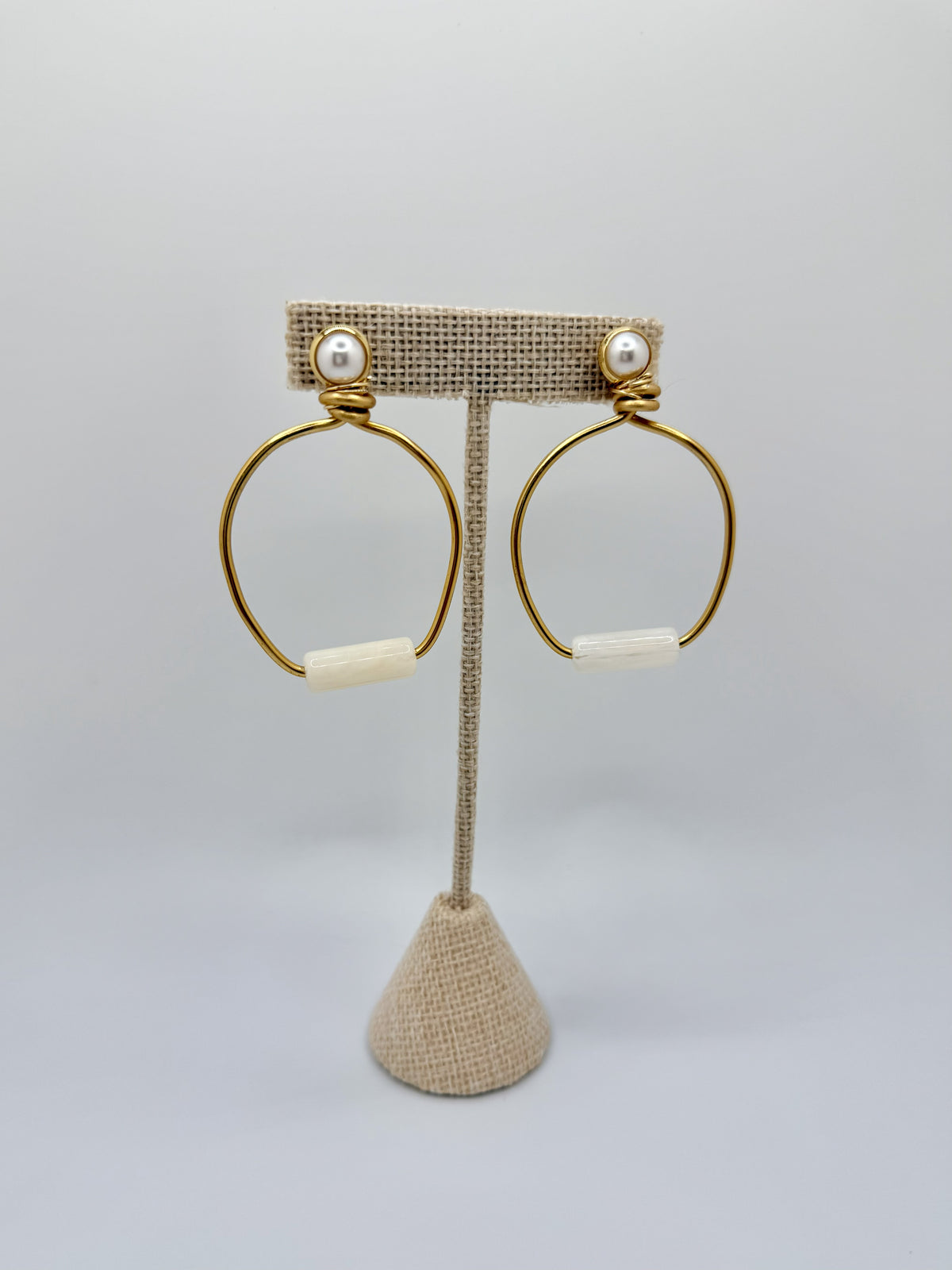 Estate Pearl Hoops