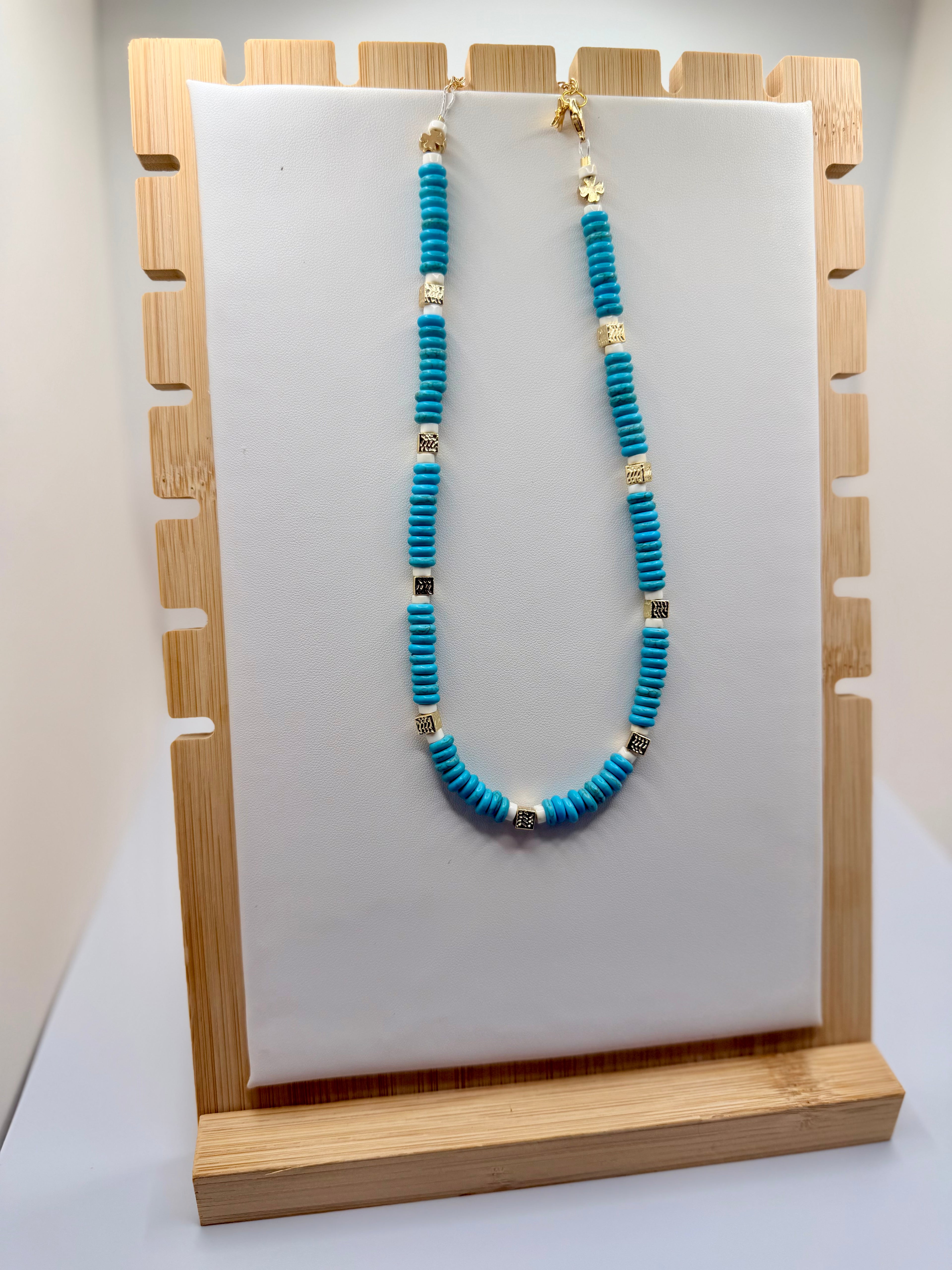 Turquoise Square Beaded Necklace