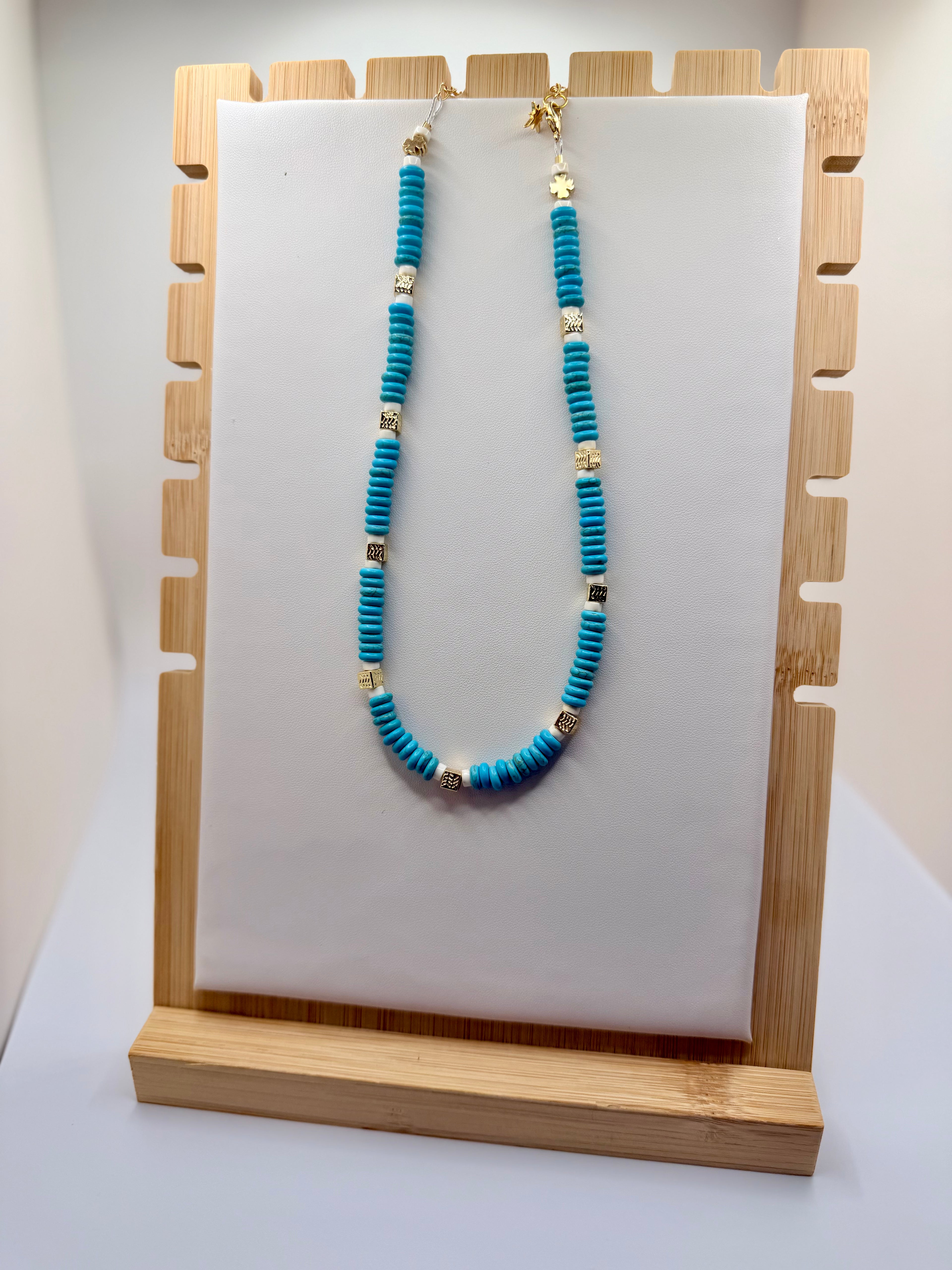 Turquoise Square Beaded Necklace