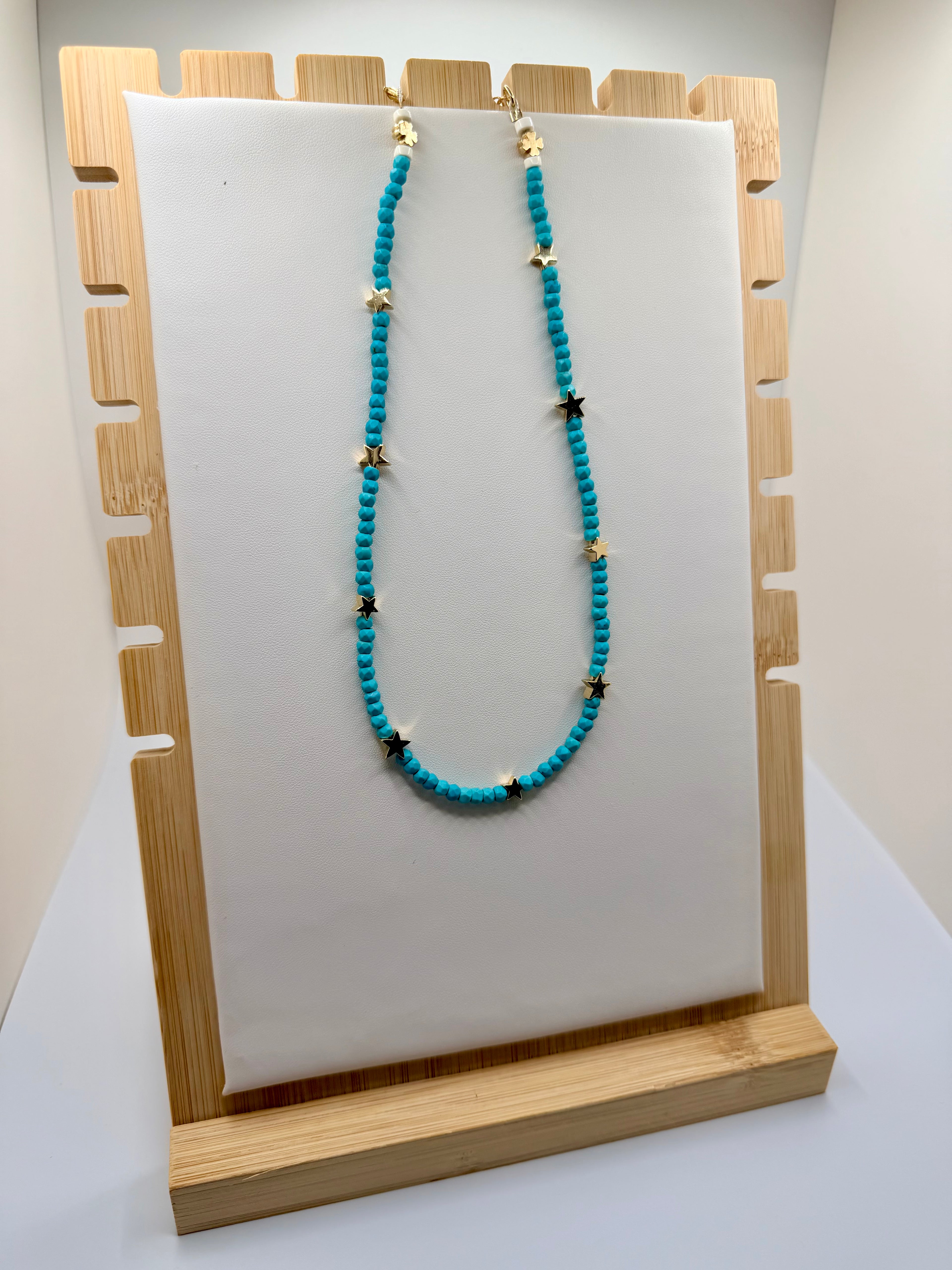 Green Turquoise Beaded Star Necklace