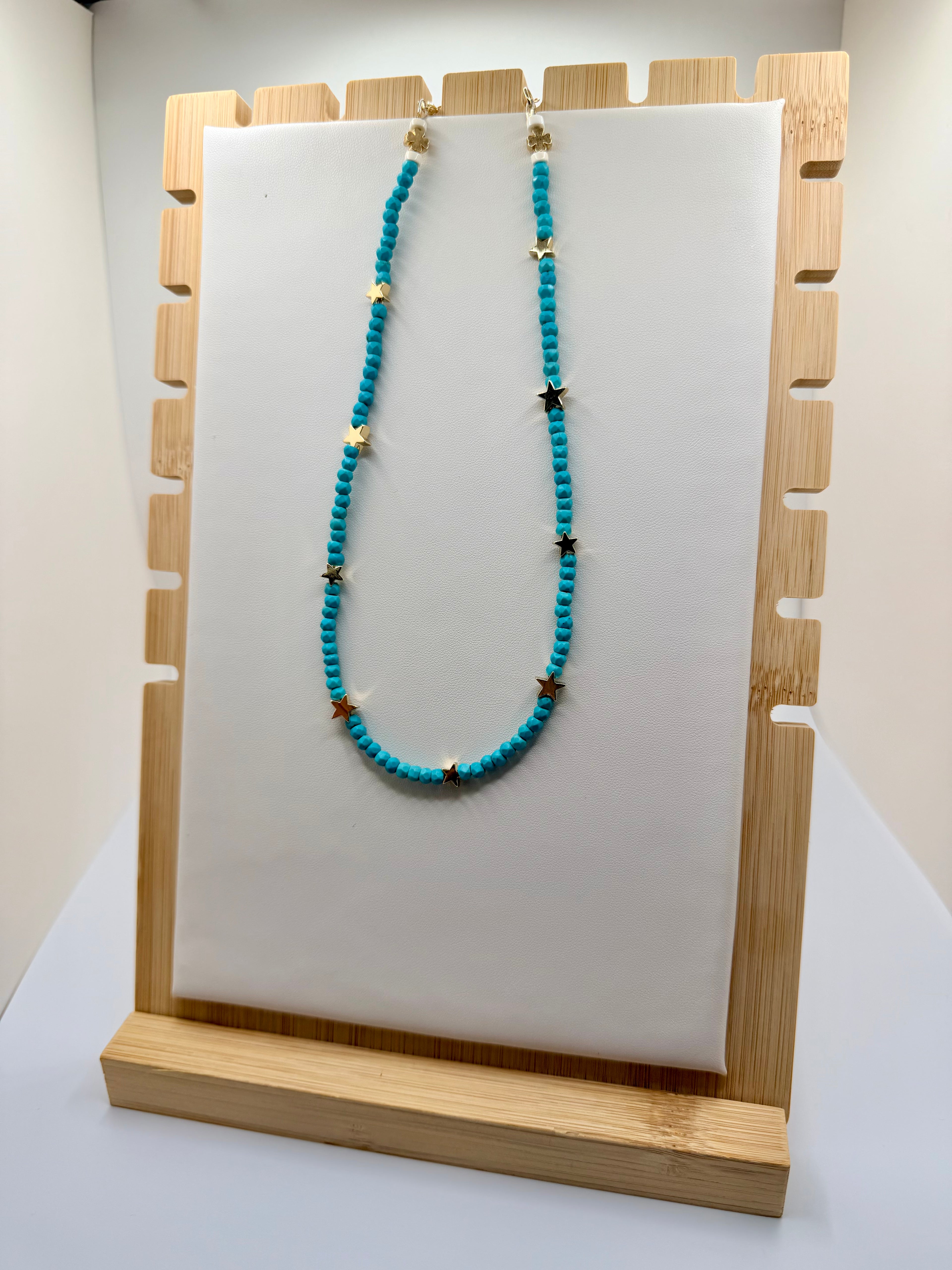 Green Turquoise Beaded Star Necklace