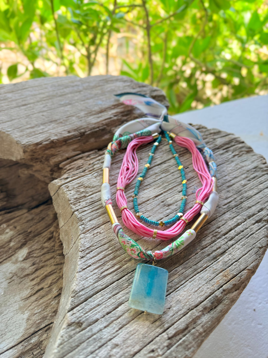 Thin Pink Rope Necklace