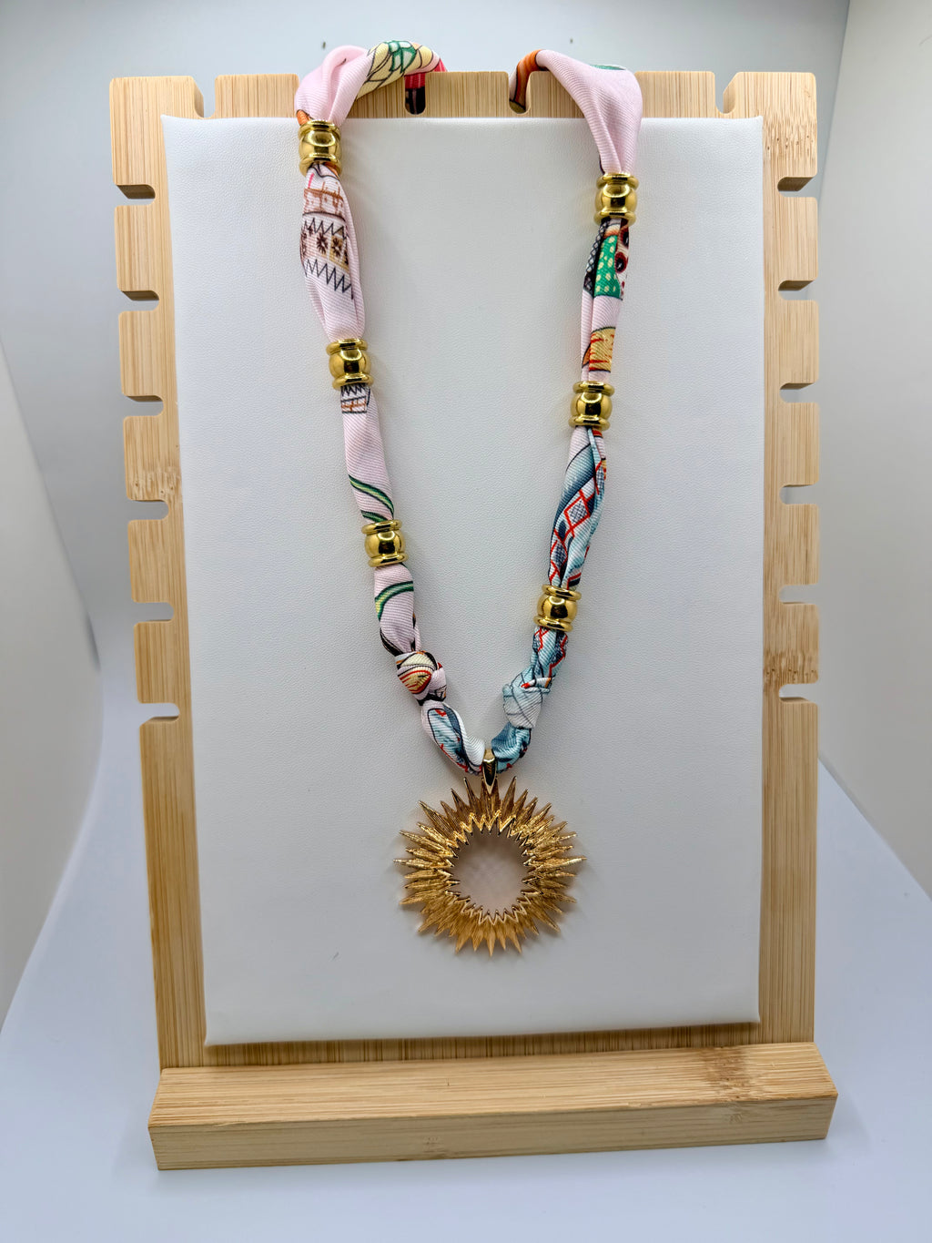 Pink Jungle Print Necklace with Pendant