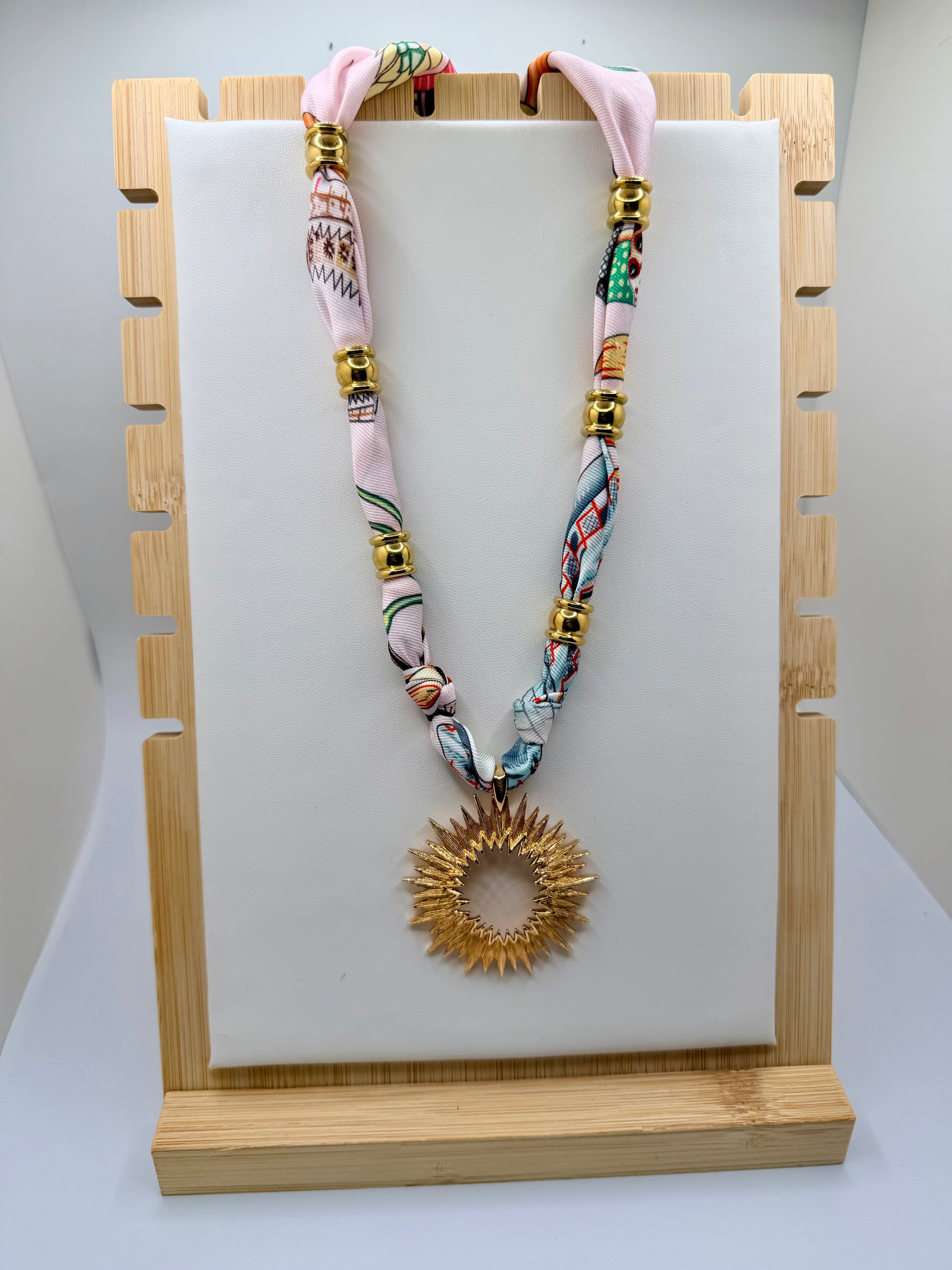 Pink Jungle Print Necklace with Pendant