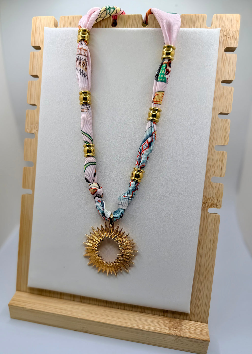 Pink Jungle Print Necklace with Pendant