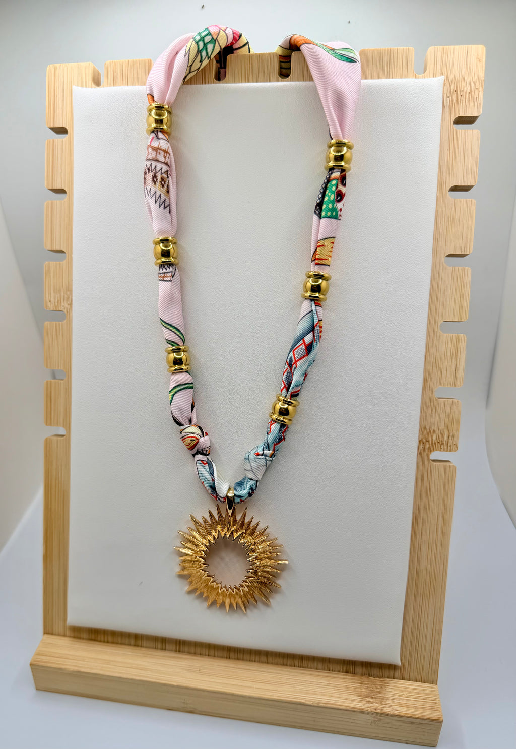 Pink Jungle Print Necklace with Pendant