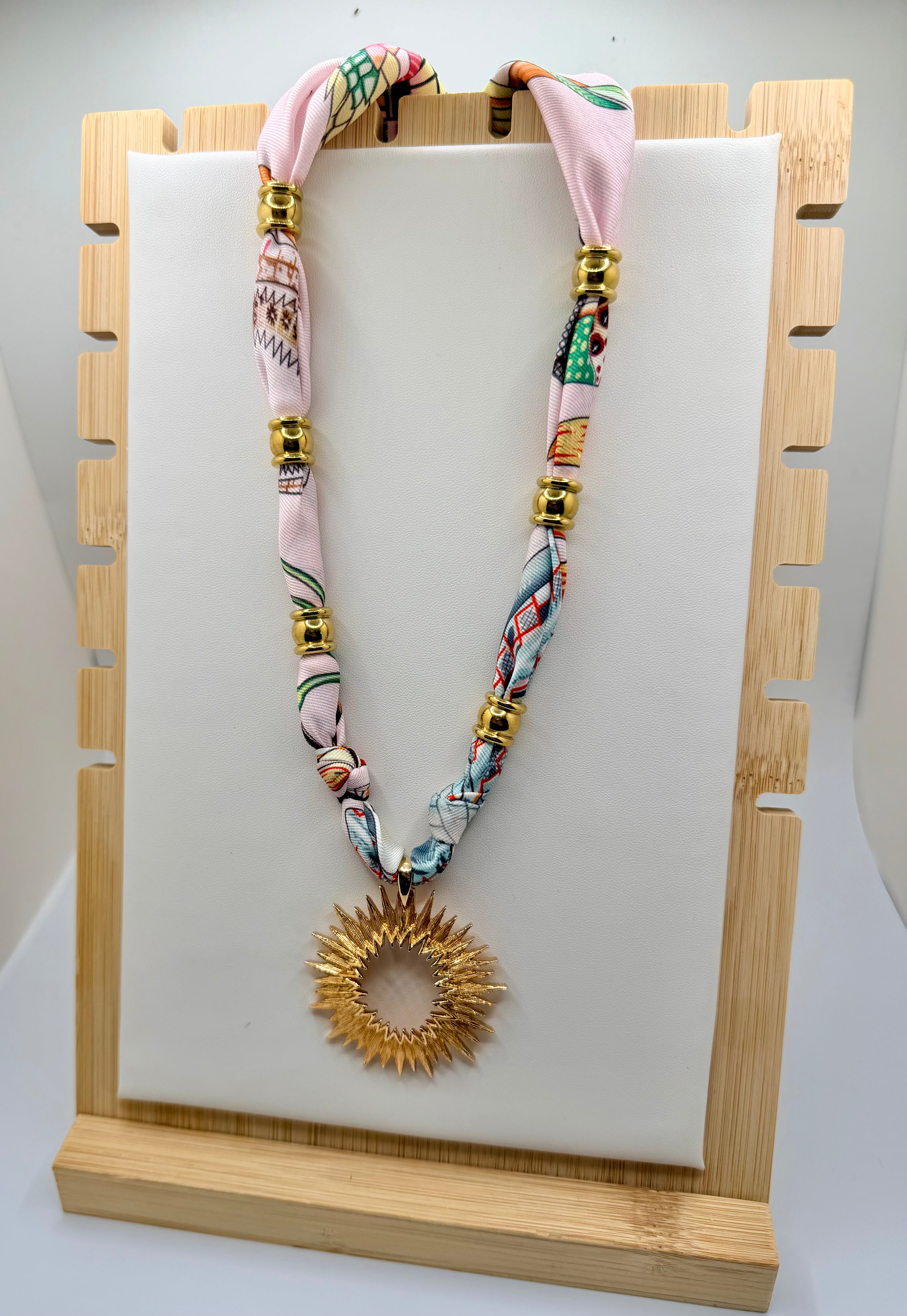 Pink Jungle Print Necklace with Pendant