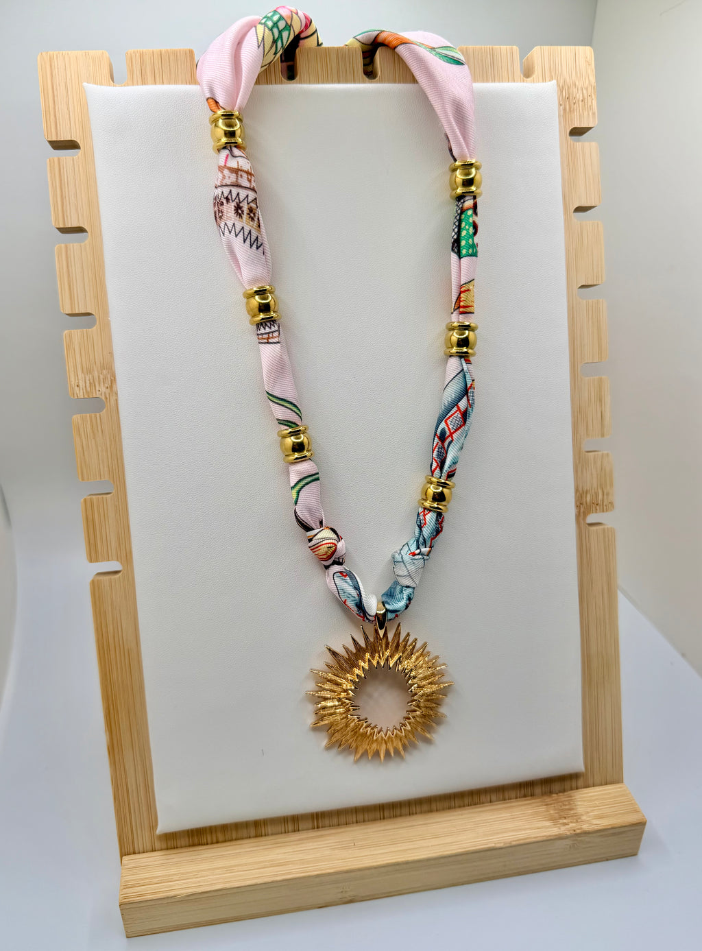 Pink Jungle Print Necklace with Pendant