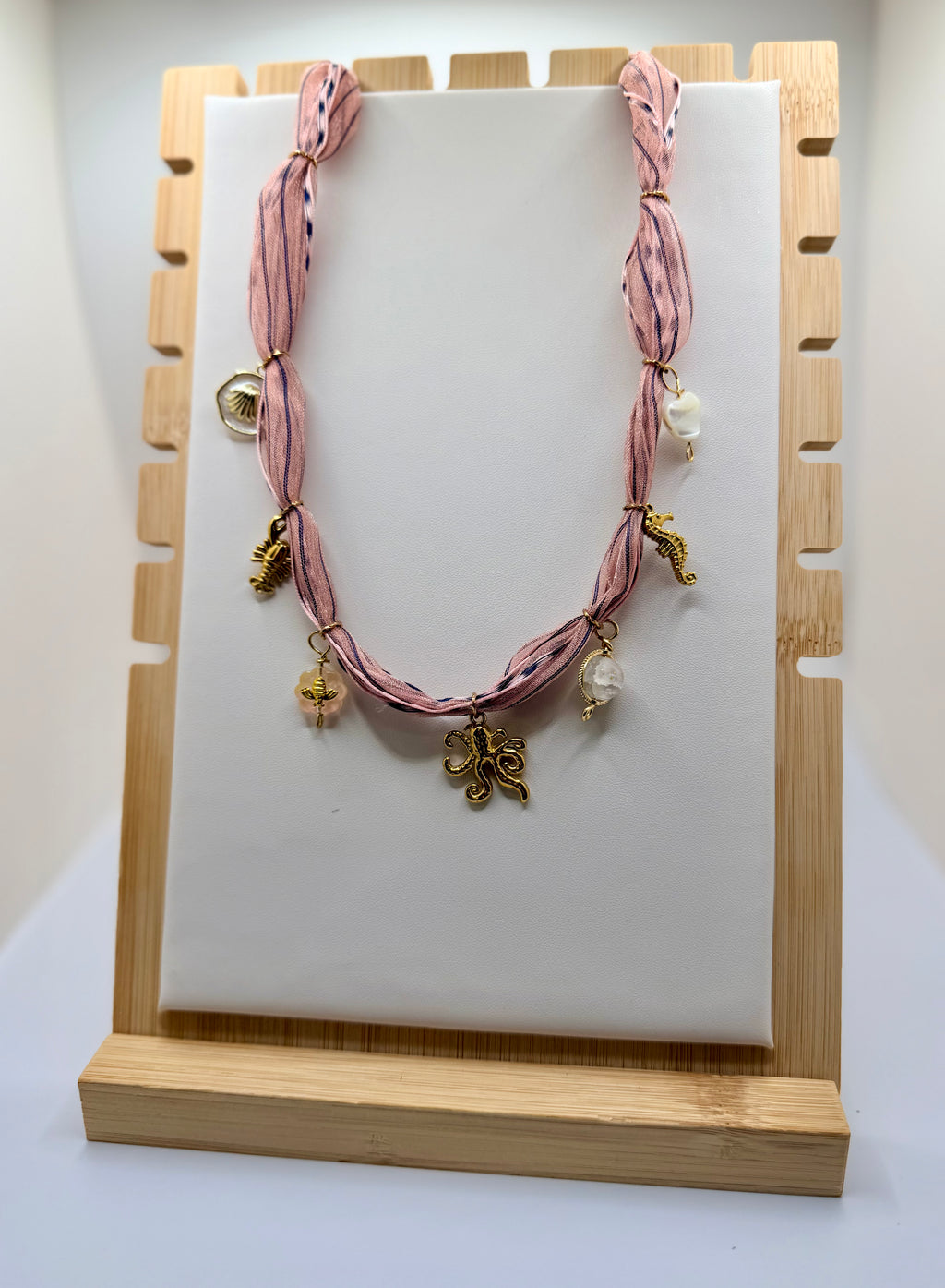 Pink Organza with Ocean Charms