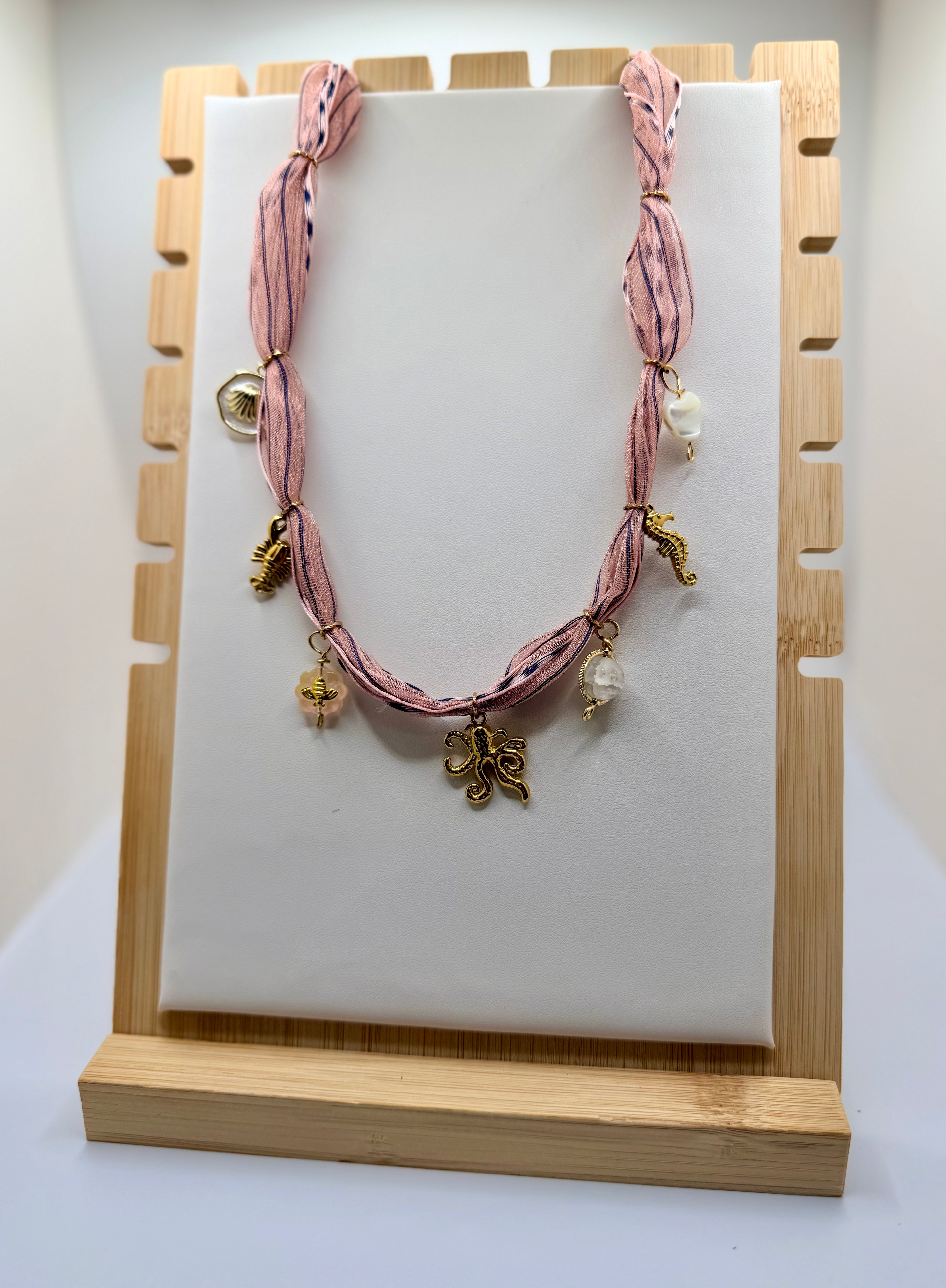 Pink Organza with Ocean Charms