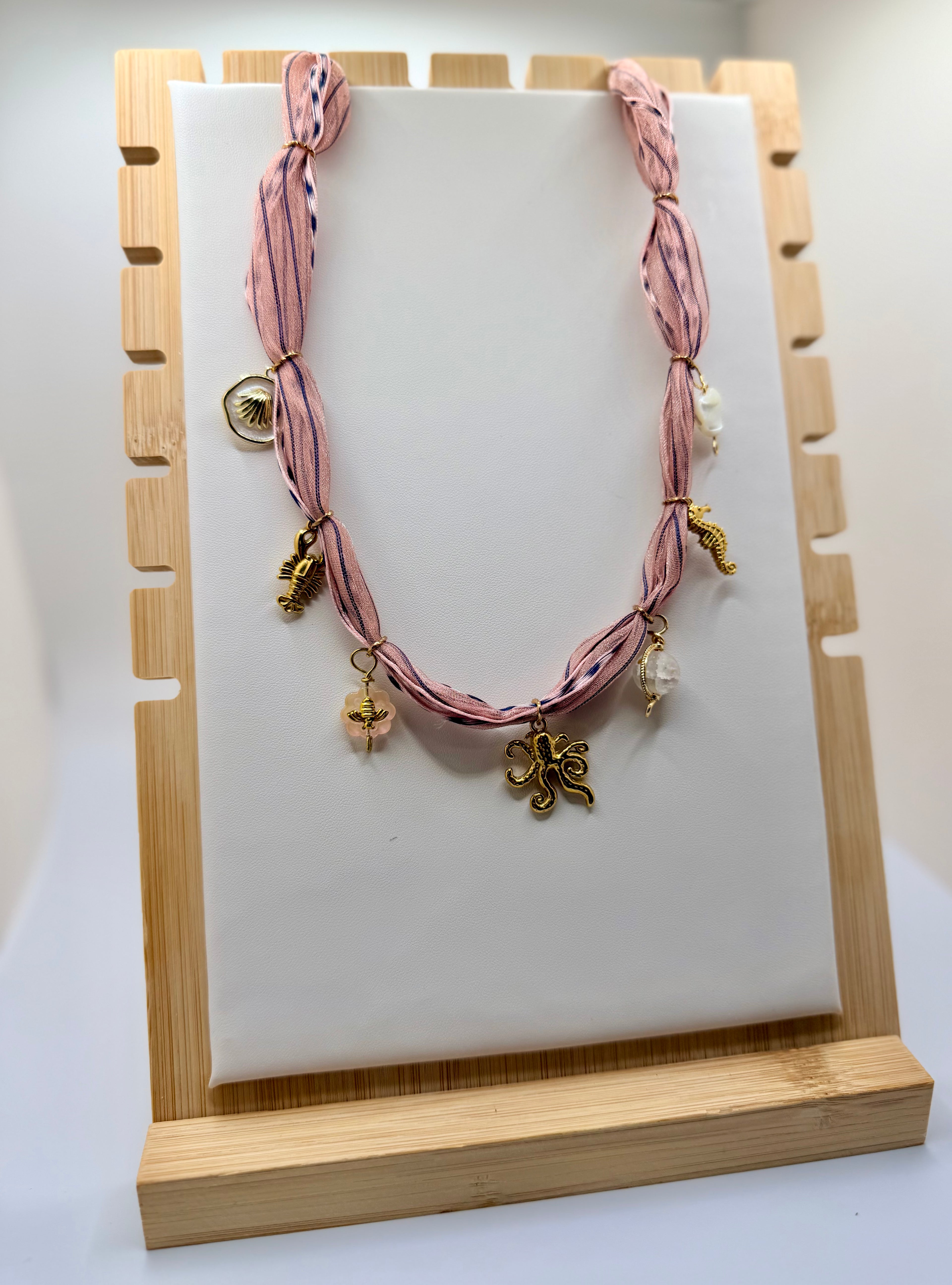 Pink Organza with Ocean Charms