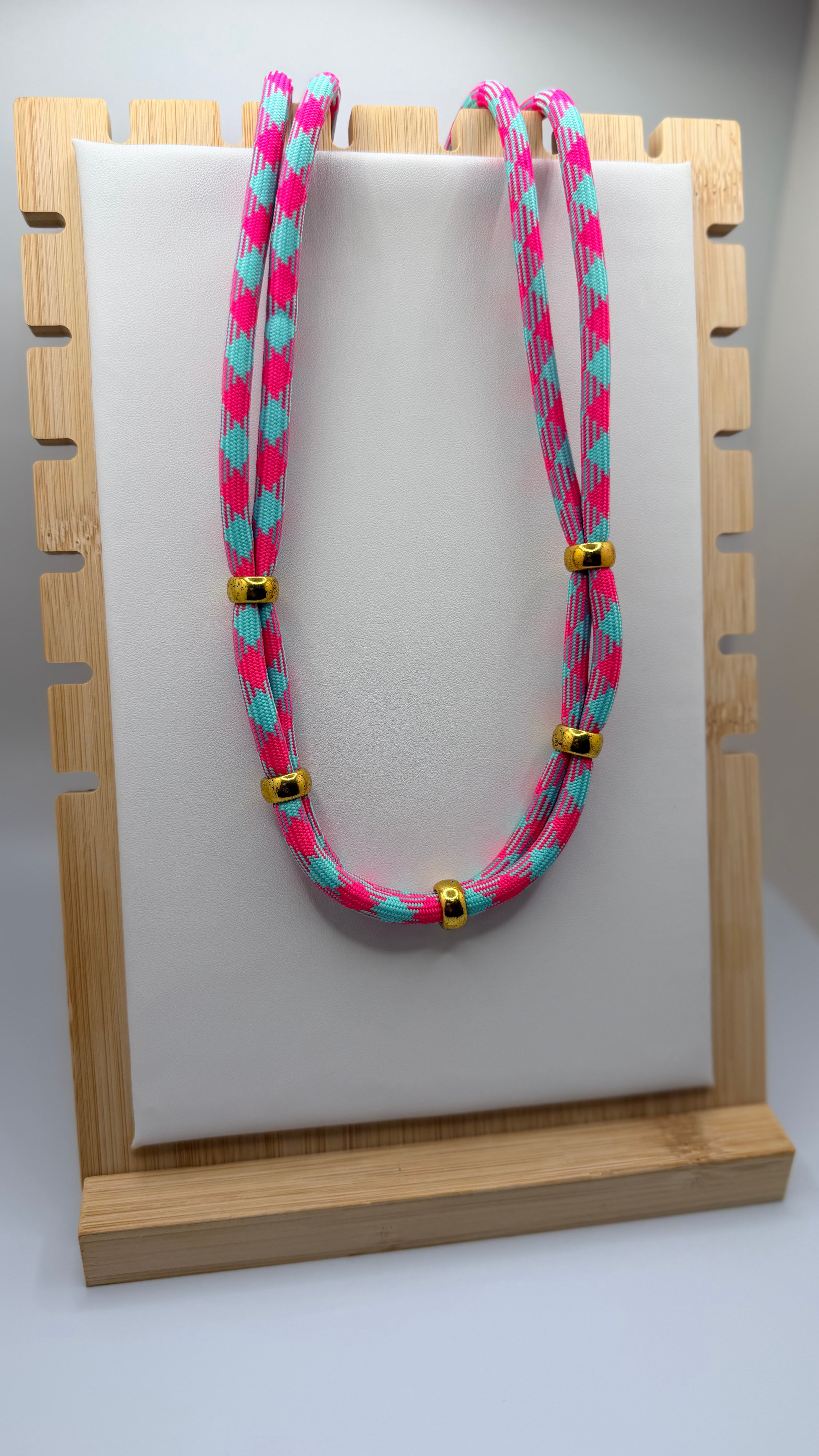 Hot Pink & Teal Rope Necklace