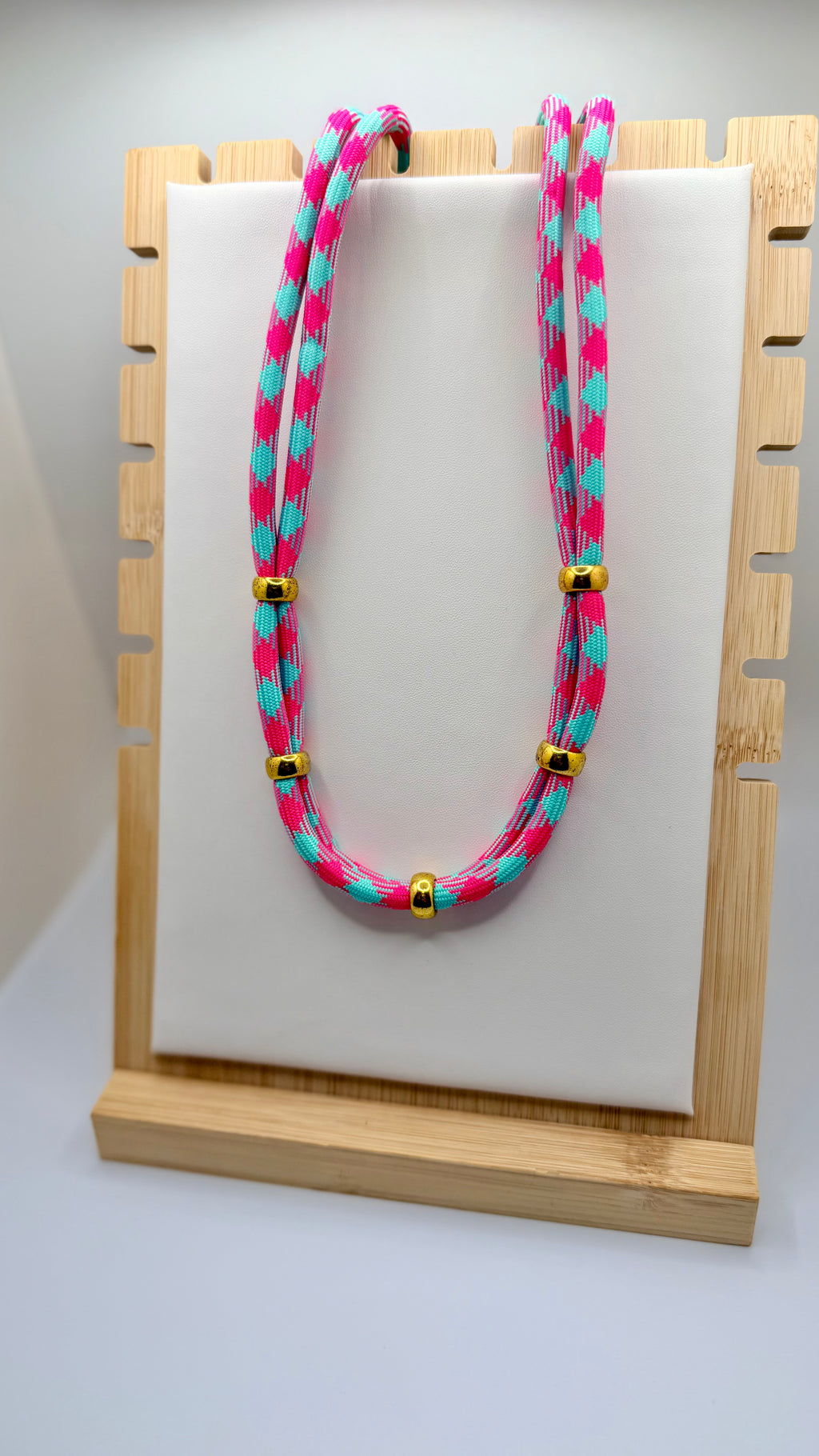 Hot Pink & Teal Rope Necklace