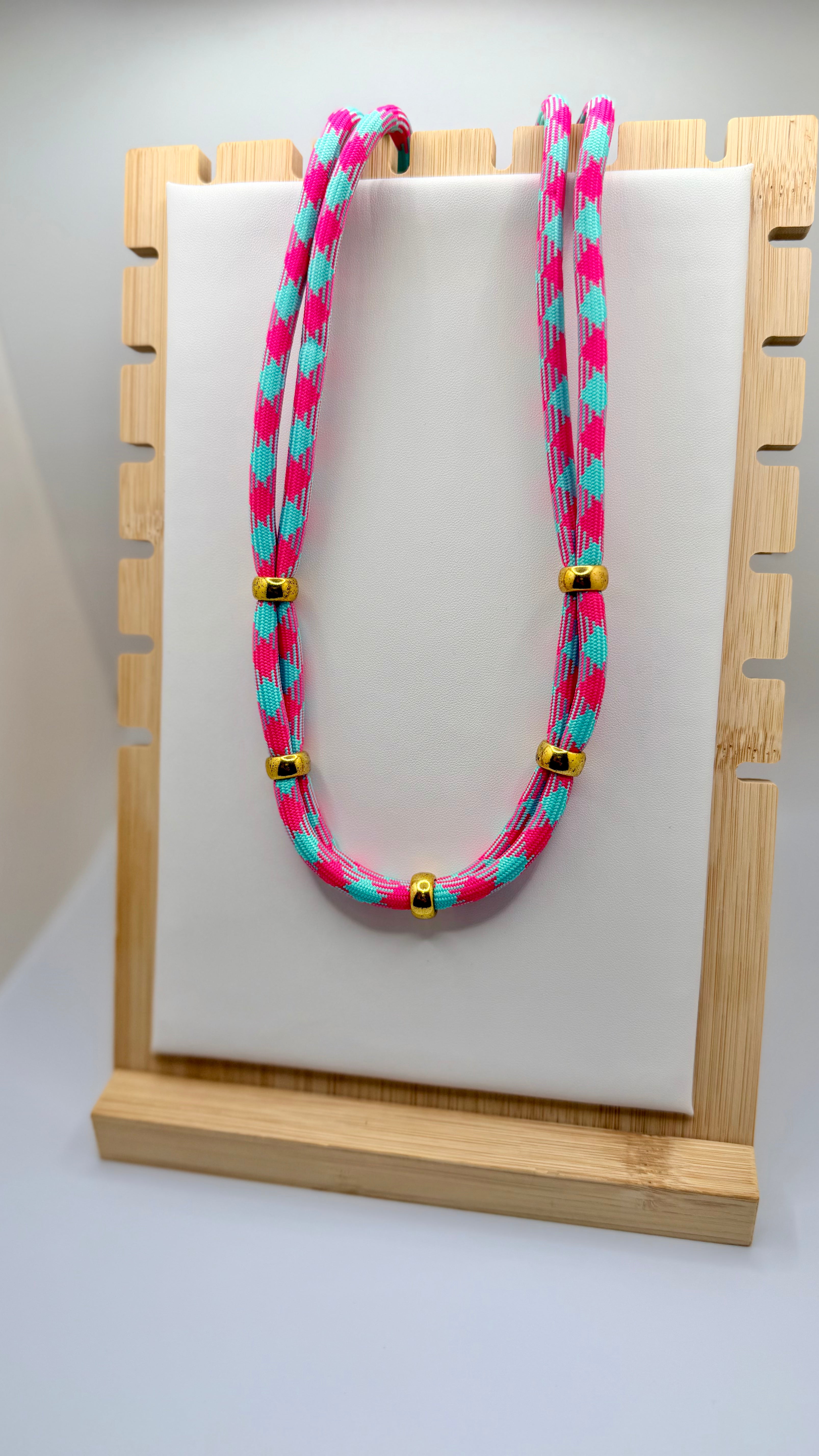 Hot Pink & Teal Rope Necklace