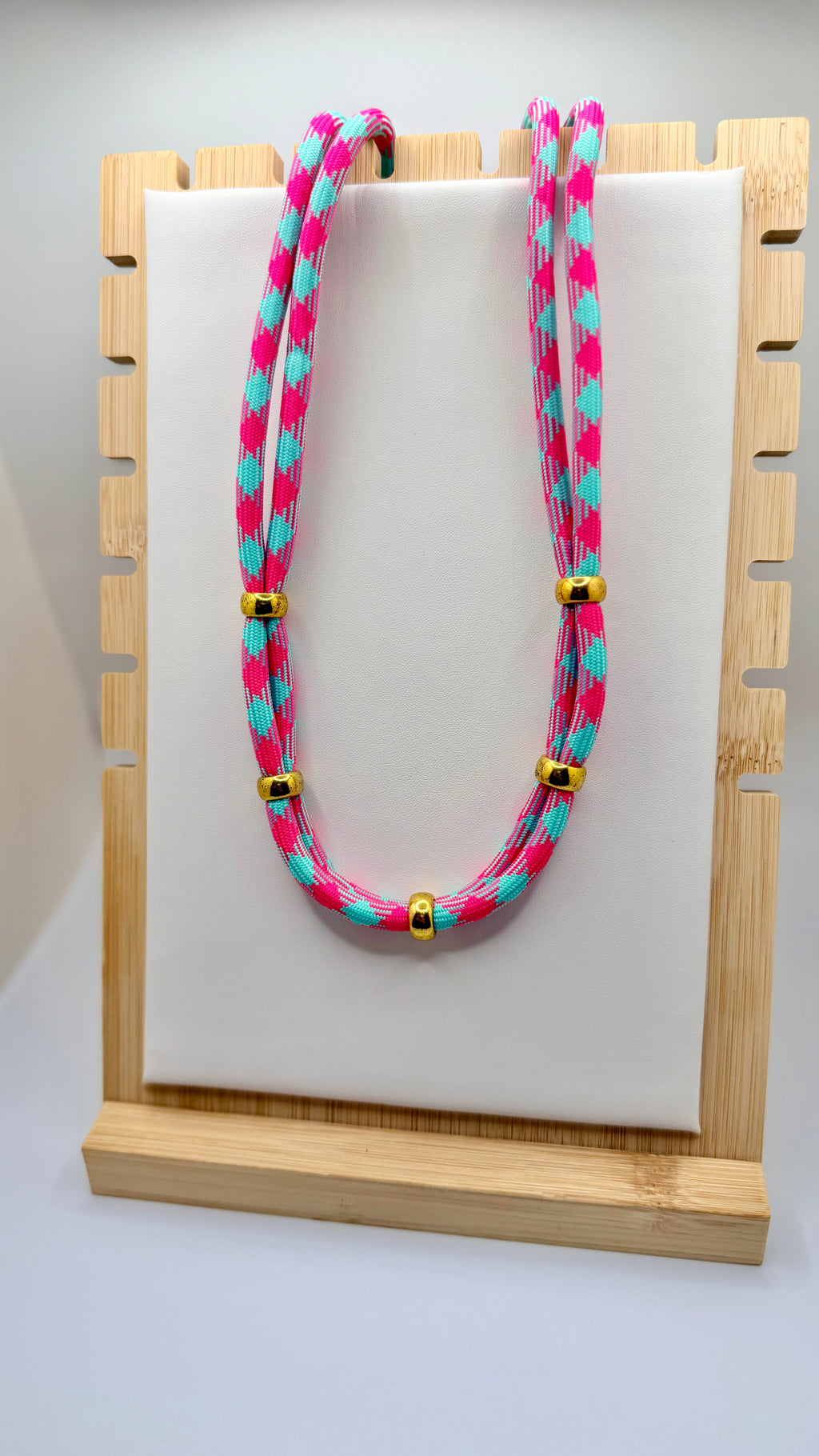 Hot Pink & Teal Rope Necklace