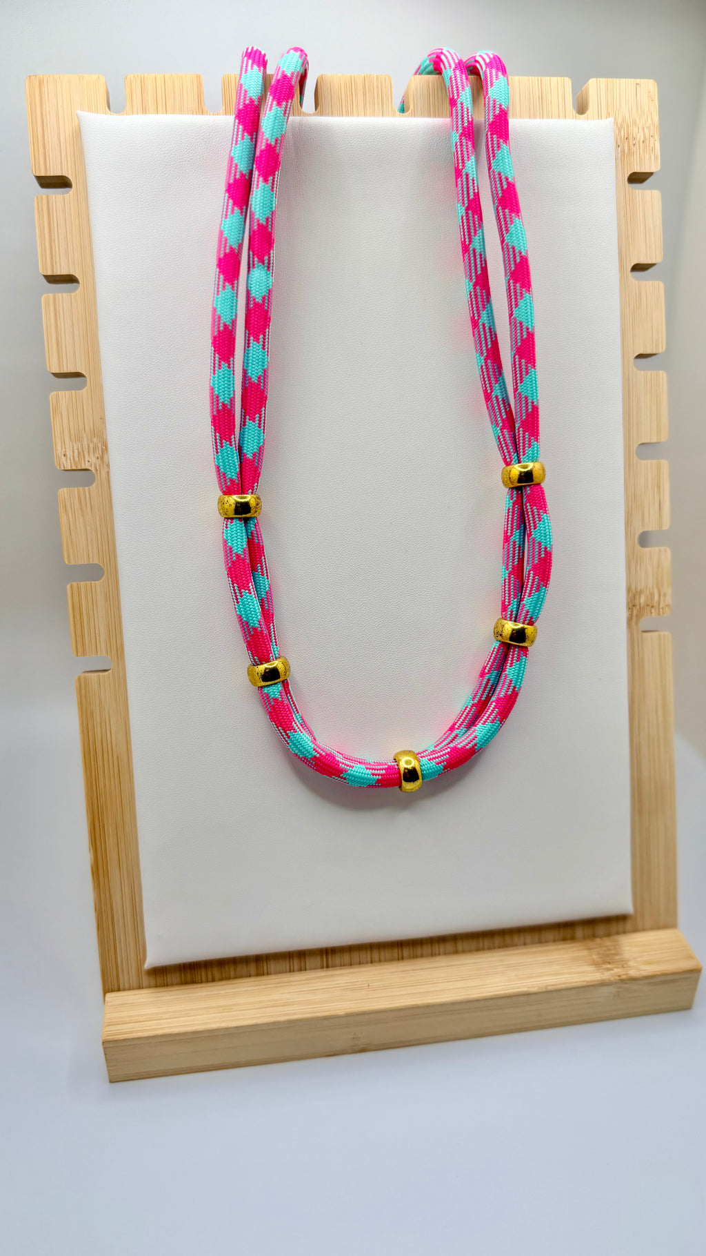 Hot Pink & Teal Rope Necklace