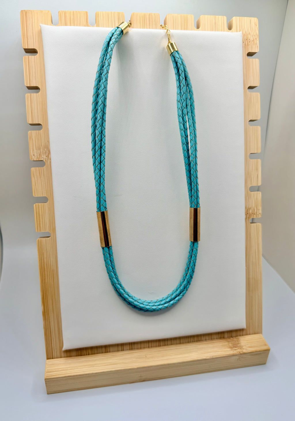 Turquoise Leather Rope Necklace
