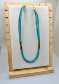 Turquoise Leather Rope Necklace