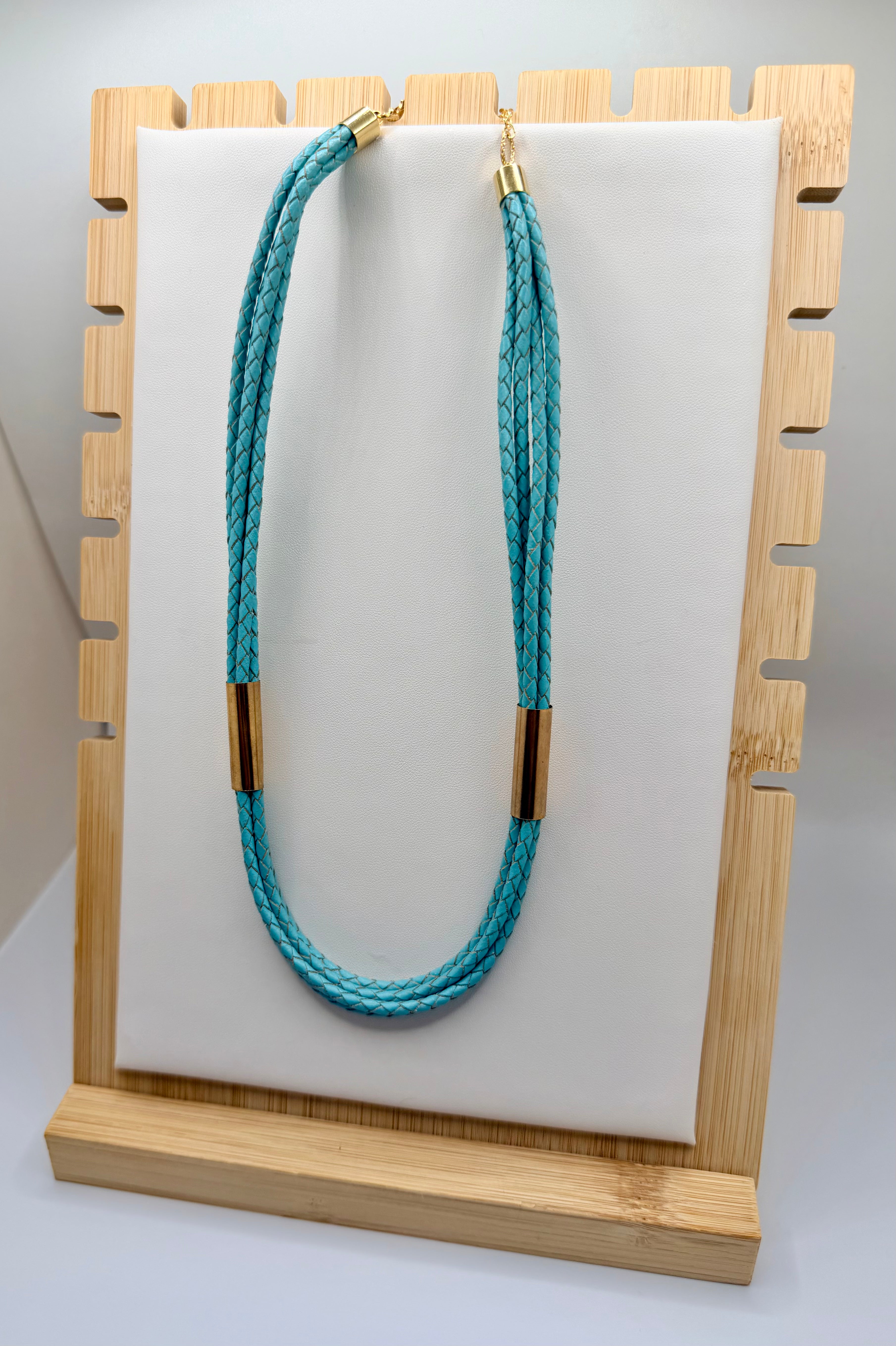 Turquoise Leather Rope Necklace