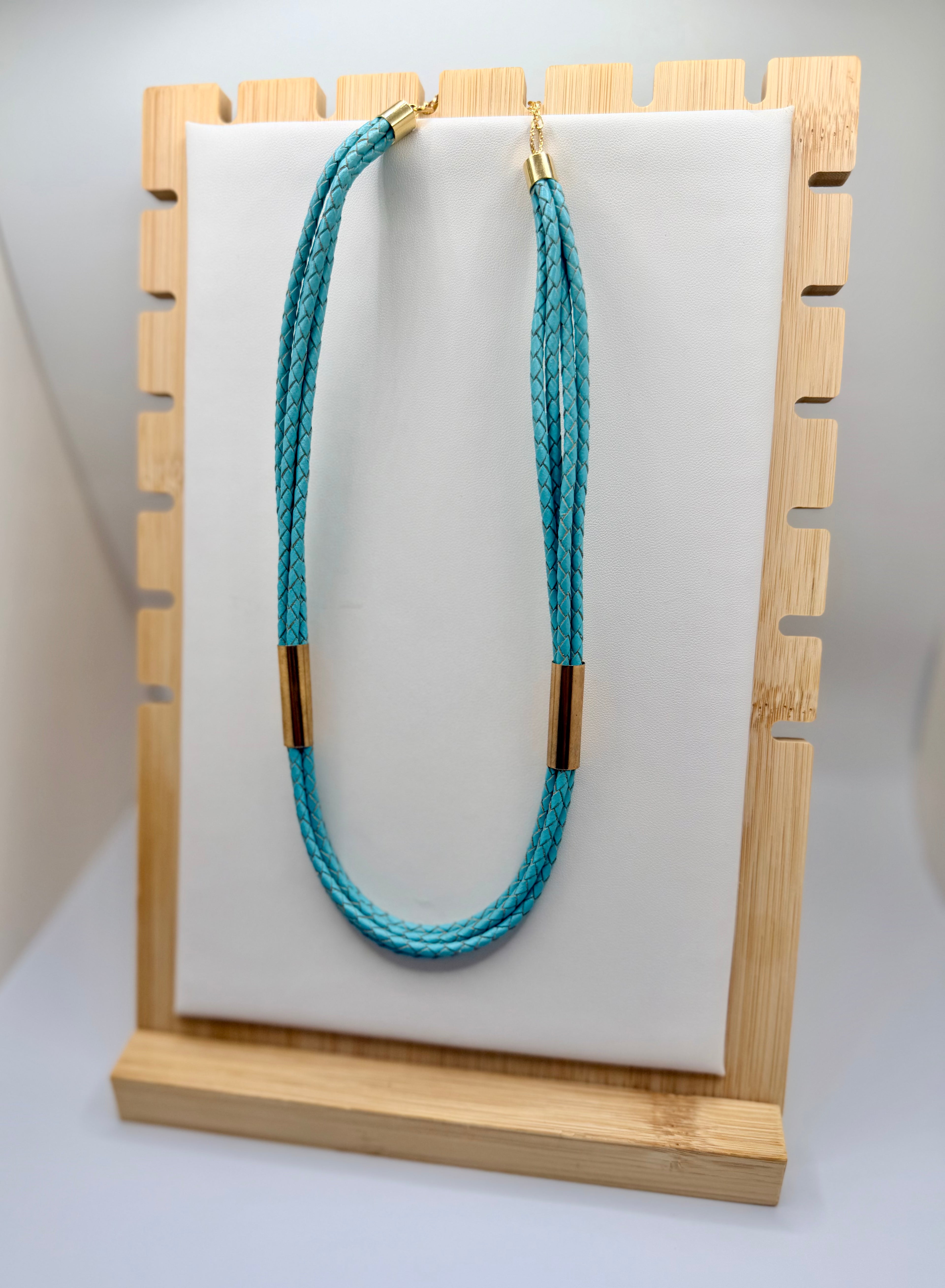Turquoise Leather Rope Necklace