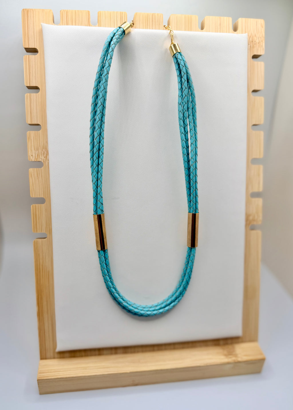 Turquoise Leather Rope Necklace