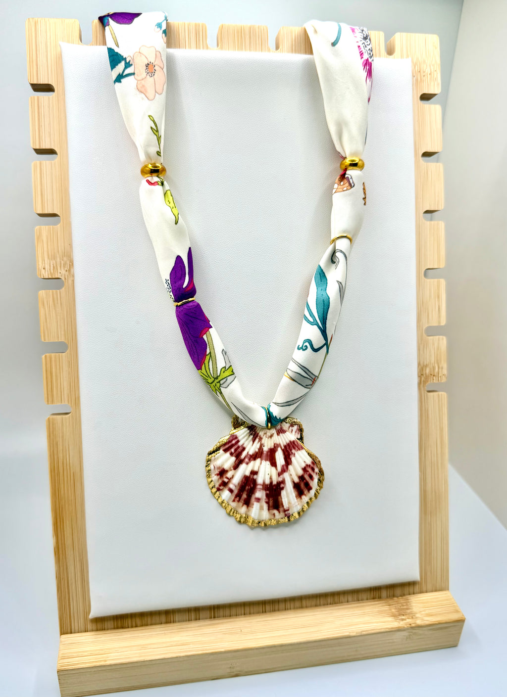 White Floral Silk Bandannie Necklace