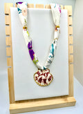 White Floral Silk Bandannie Necklace