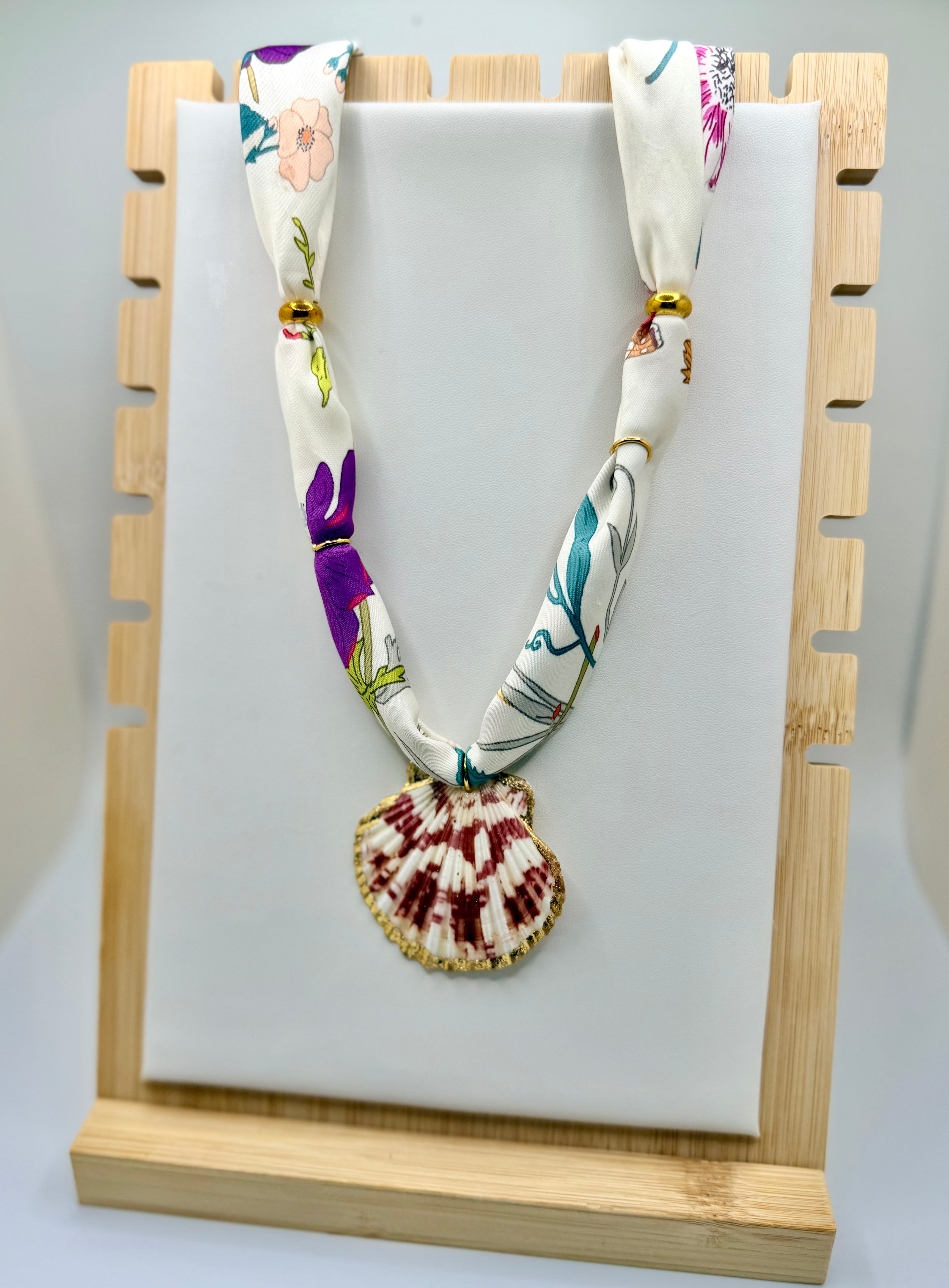 White Floral Silk Bandannie Necklace