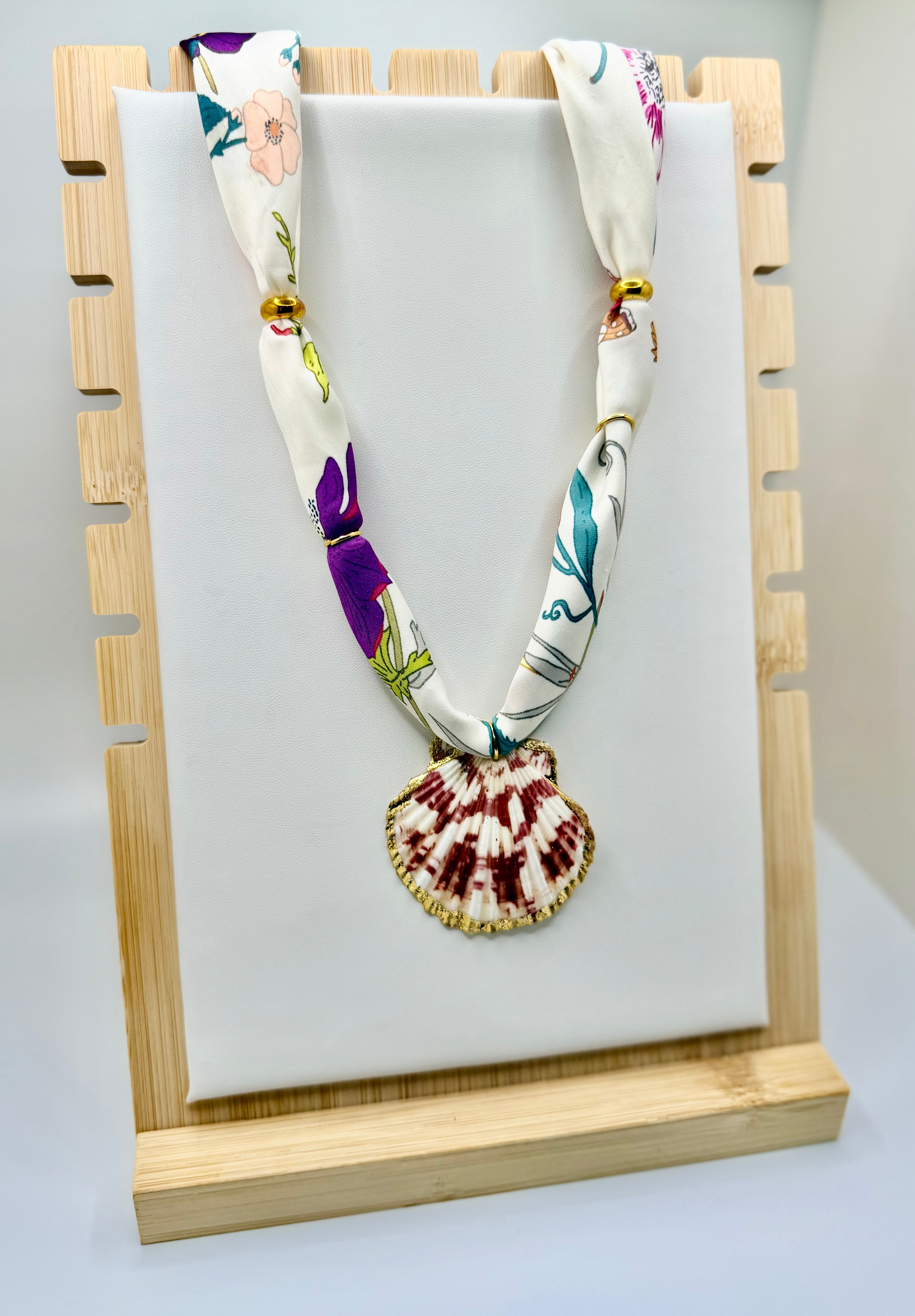 White Floral Silk Bandannie Necklace