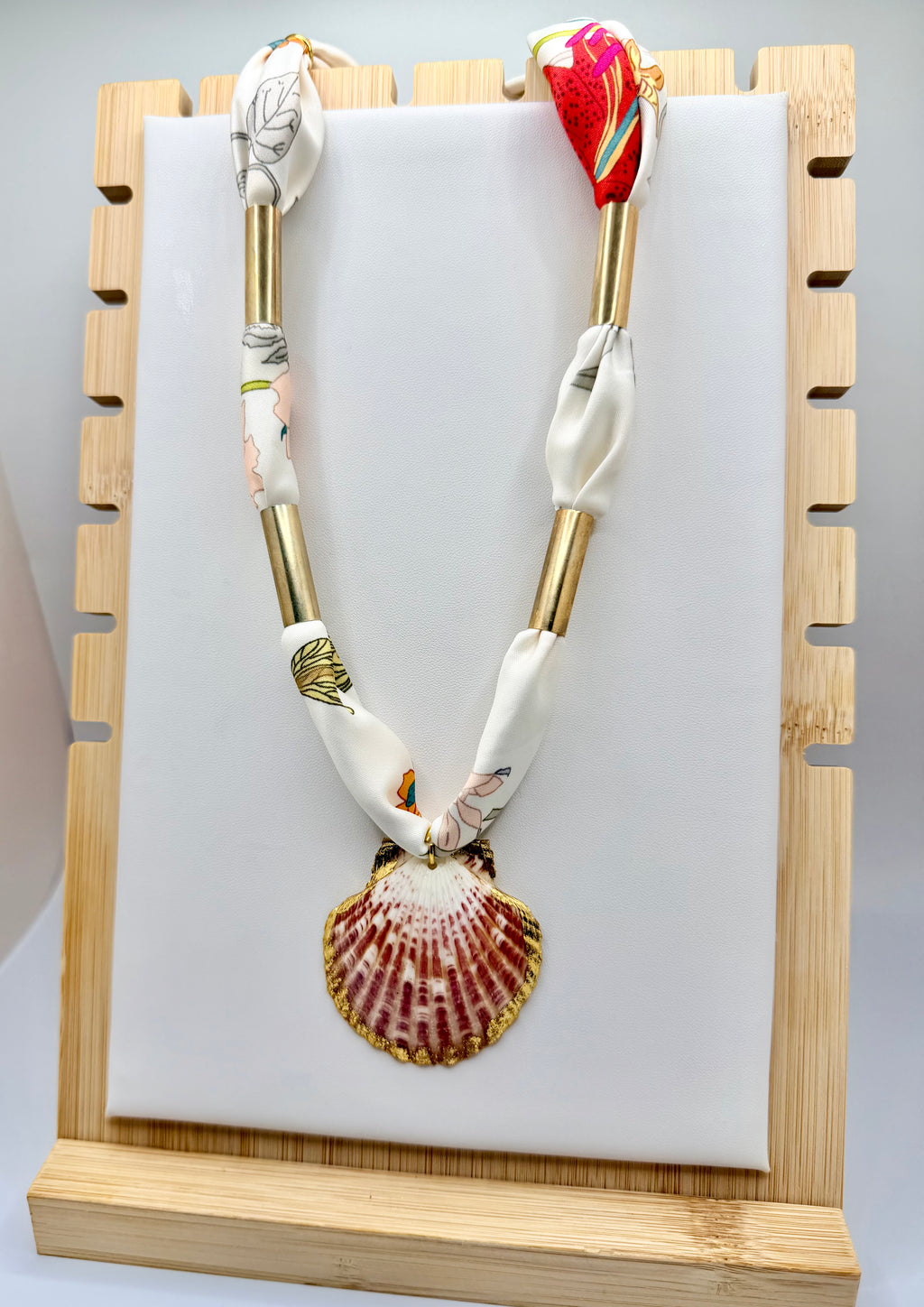 White Floral Silk Bandannie Wrap Necklace