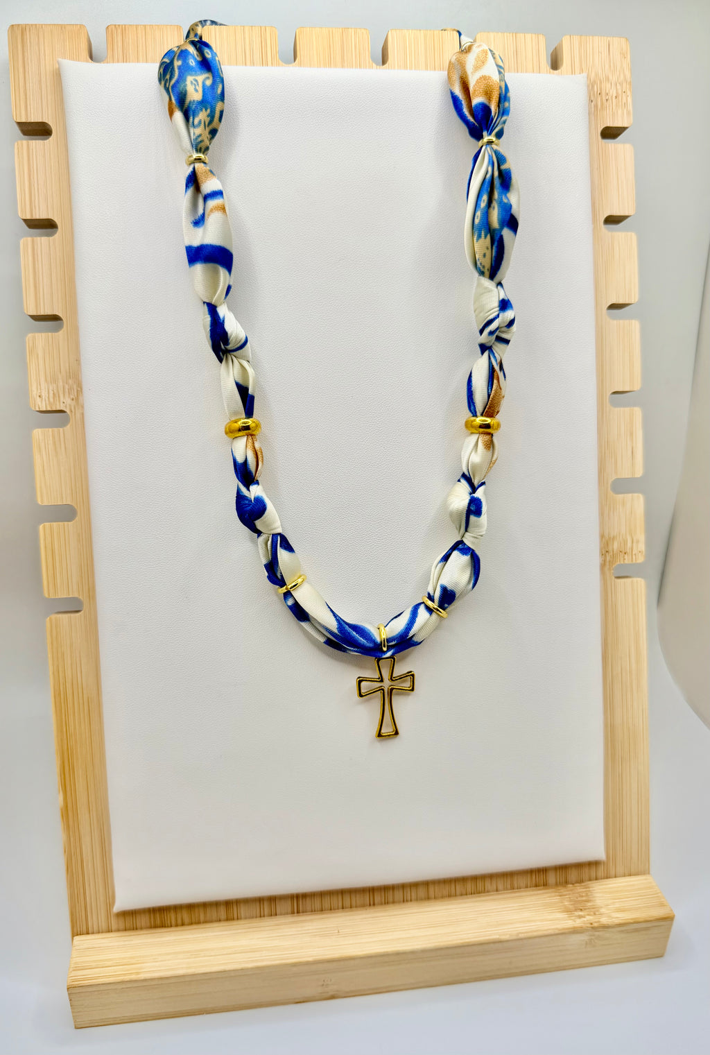 Royal Blue & Gold Silk Bandannie Necklace