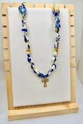 Royal Blue & Gold Silk Bandannie Necklace