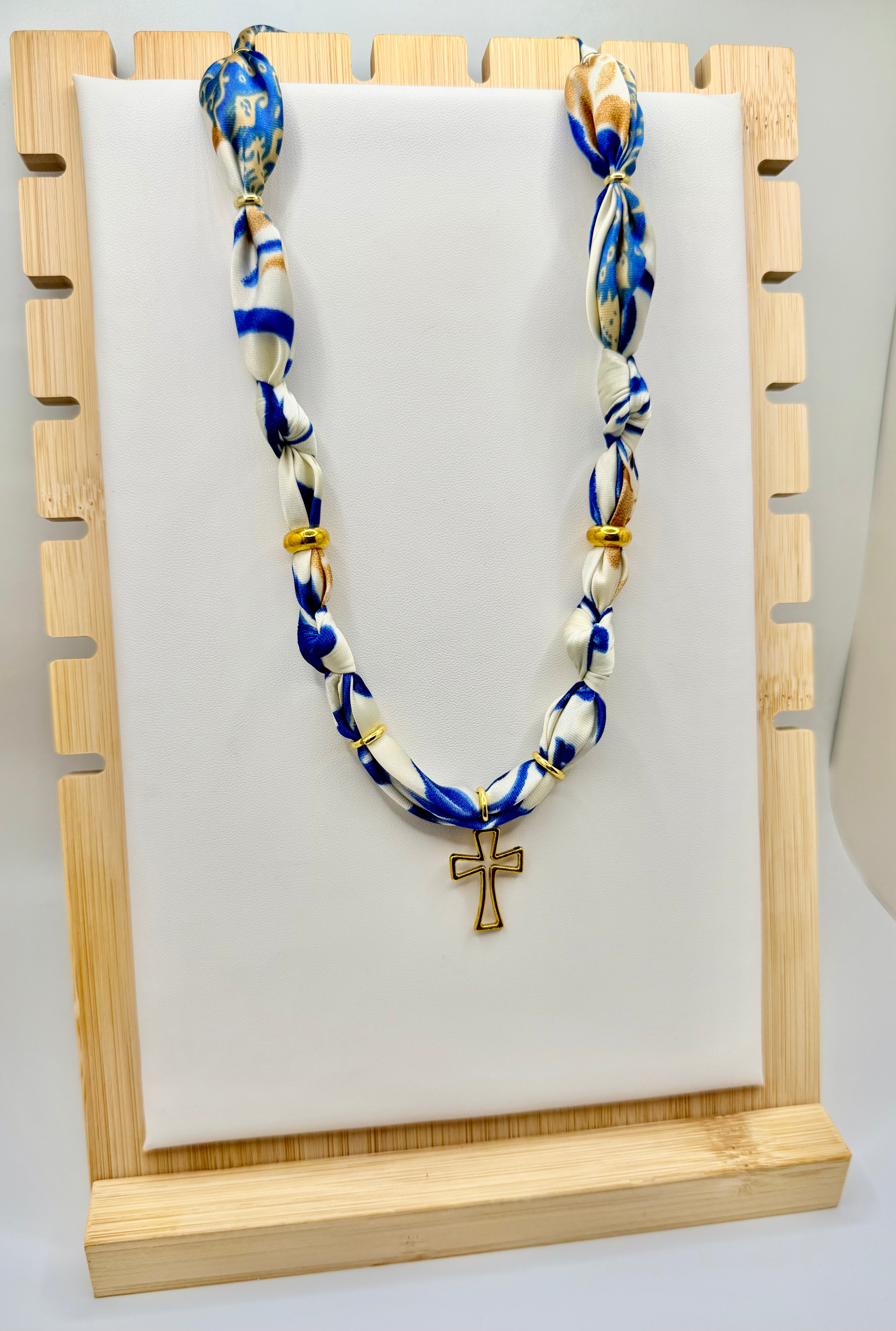 Royal Blue & Gold Silk Bandannie Necklace