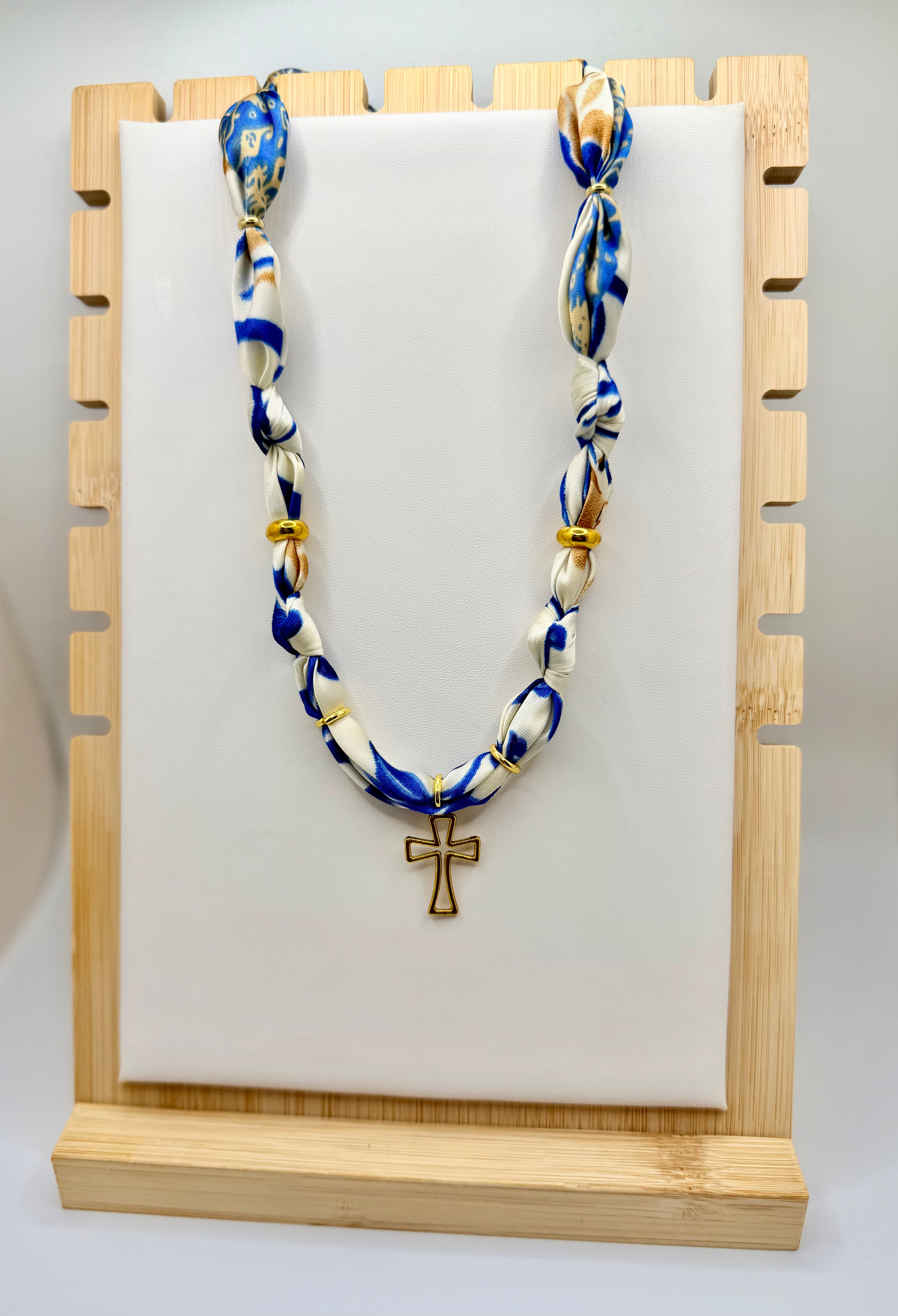 Royal Blue & Gold Silk Bandannie Necklace