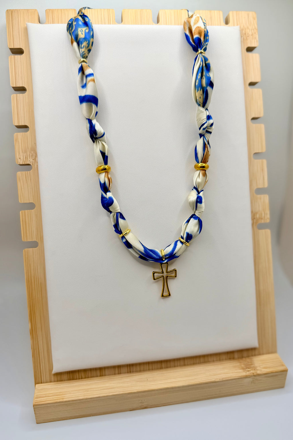 Royal Blue & Gold Silk Bandannie Necklace