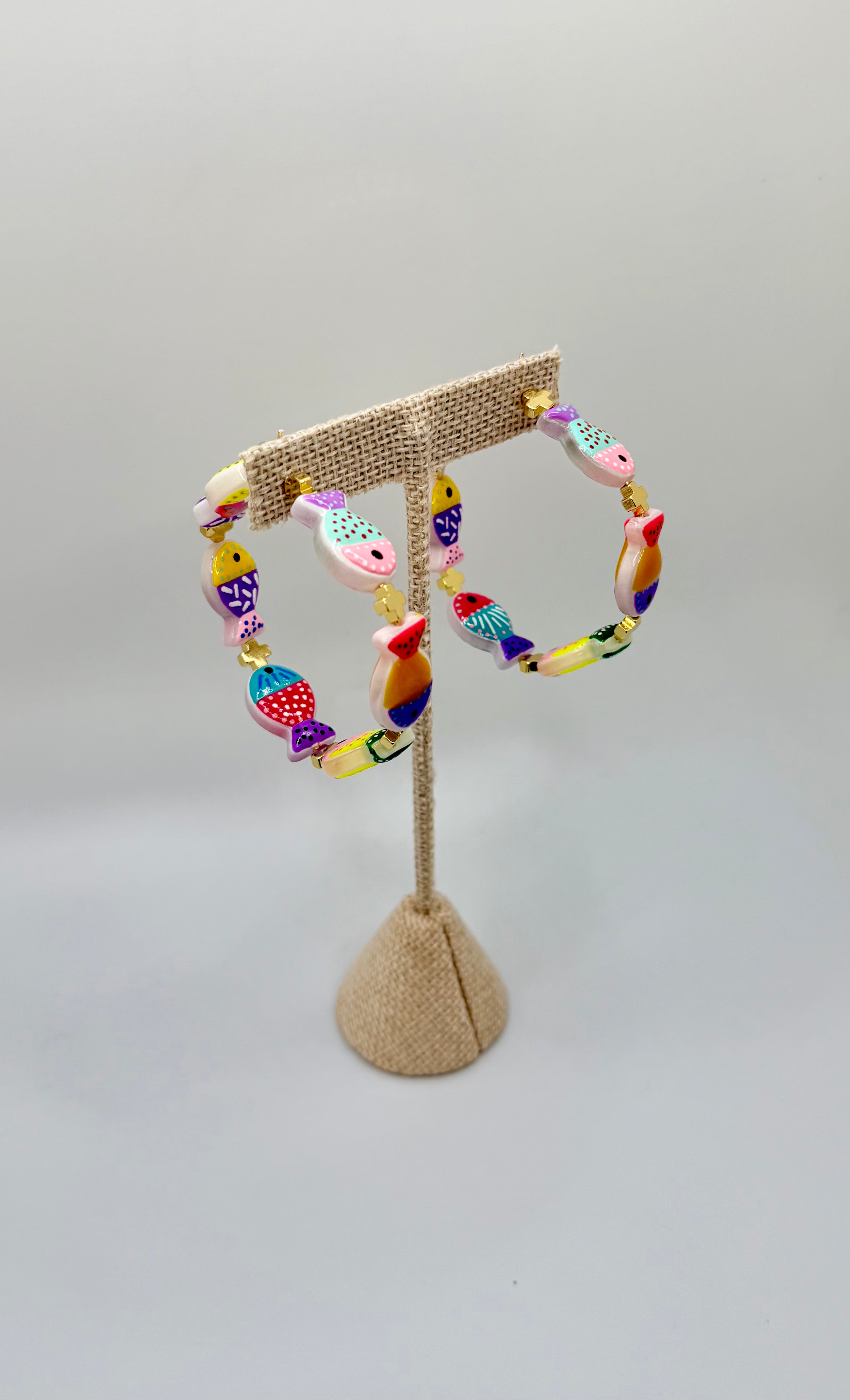 Tutti Frutti Fish Hoop Earrings | Colorful Statement Hoops