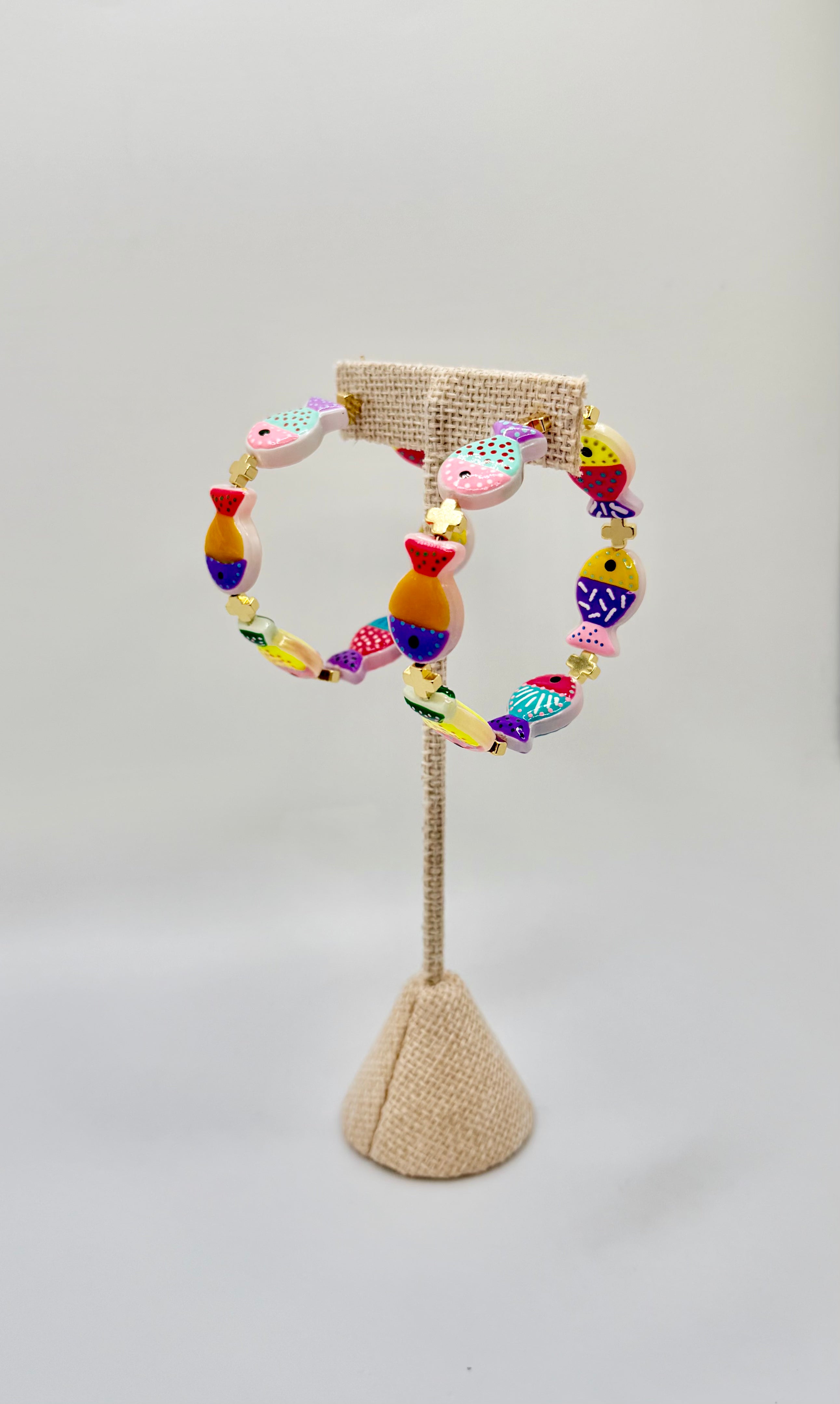 Tutti Frutti Fish Hoop Earrings | Colorful Statement Hoops