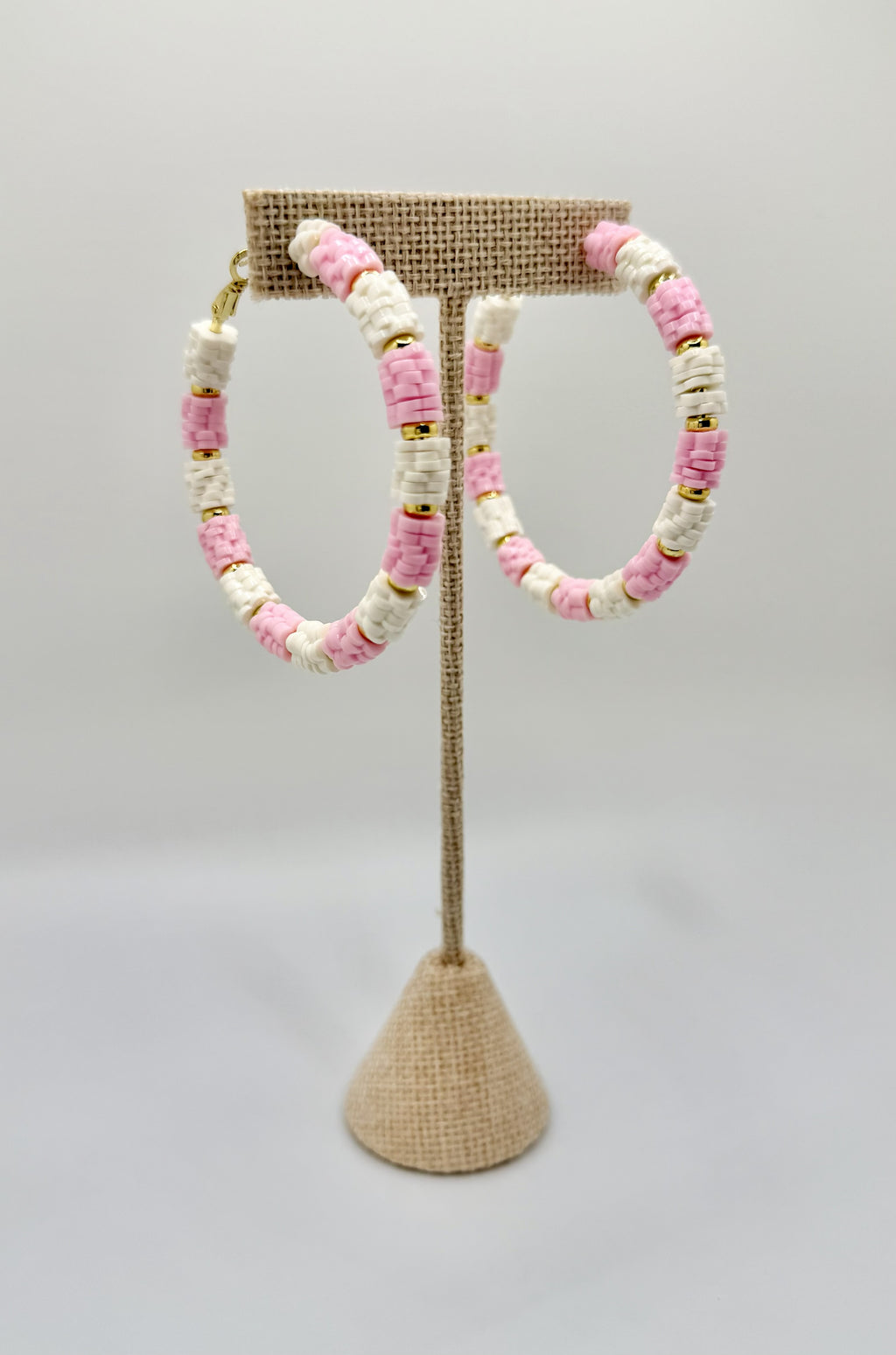 Pink Sands Beaded Hoops