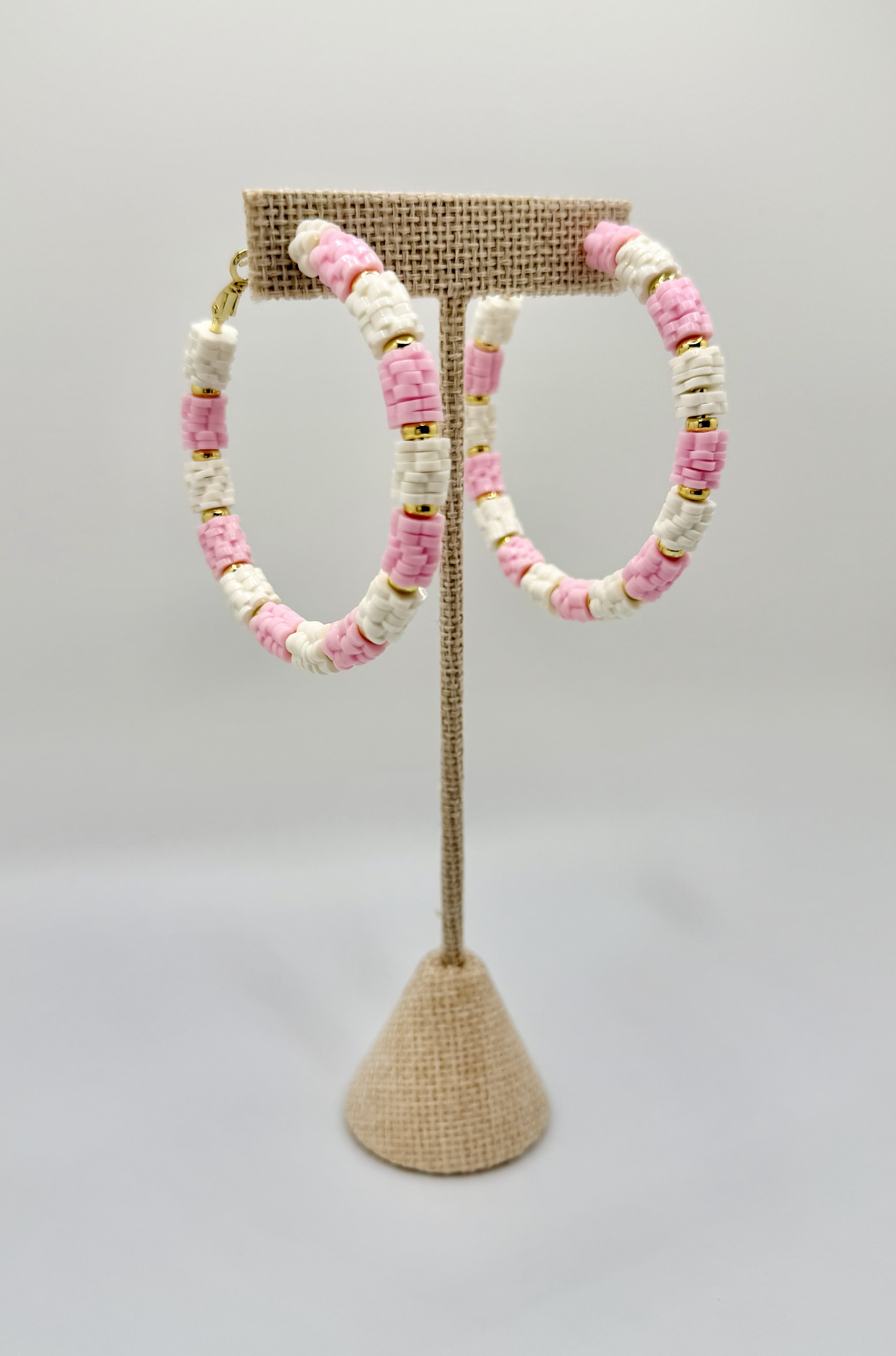 Pink Sands Beaded Hoops