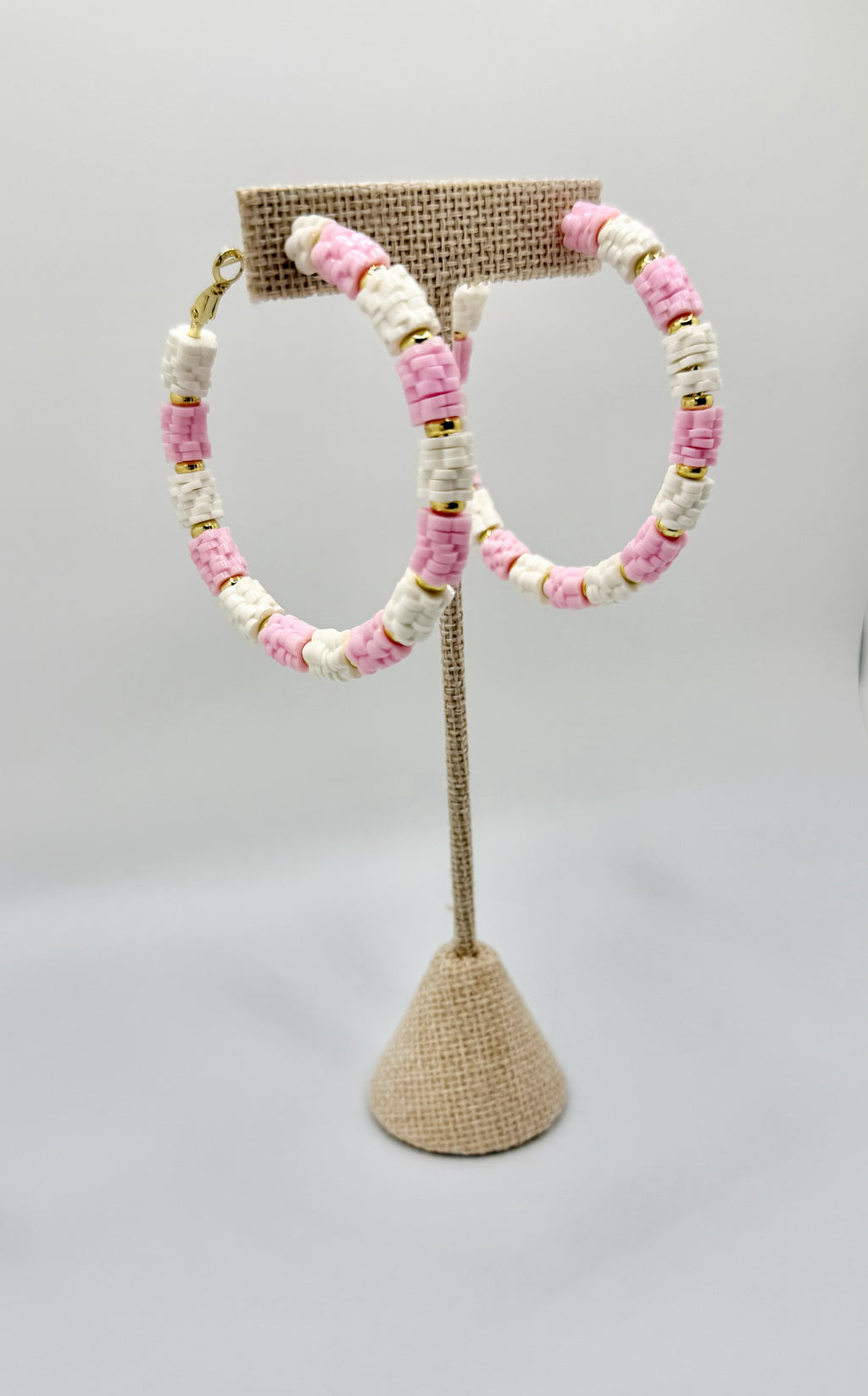 Pink Sands Beaded Hoops